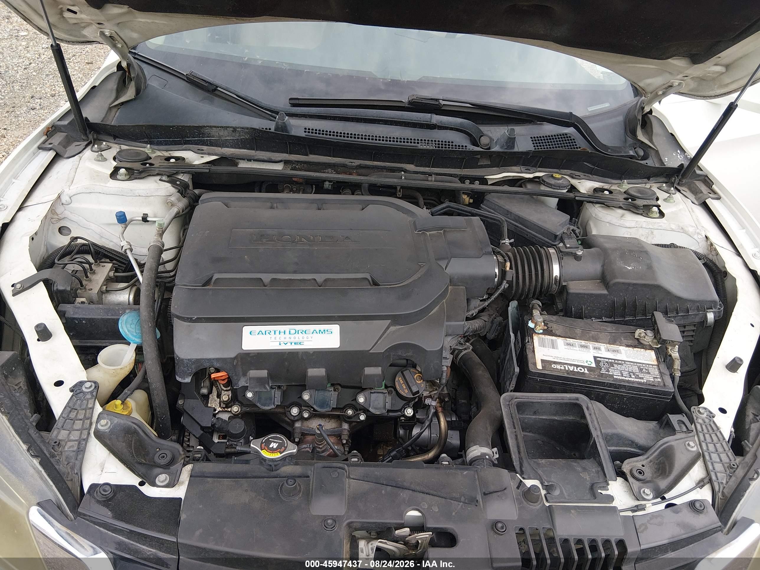 2013 Honda Accord Ex-l V-6 White vin: 1HGCR3F83DA014252