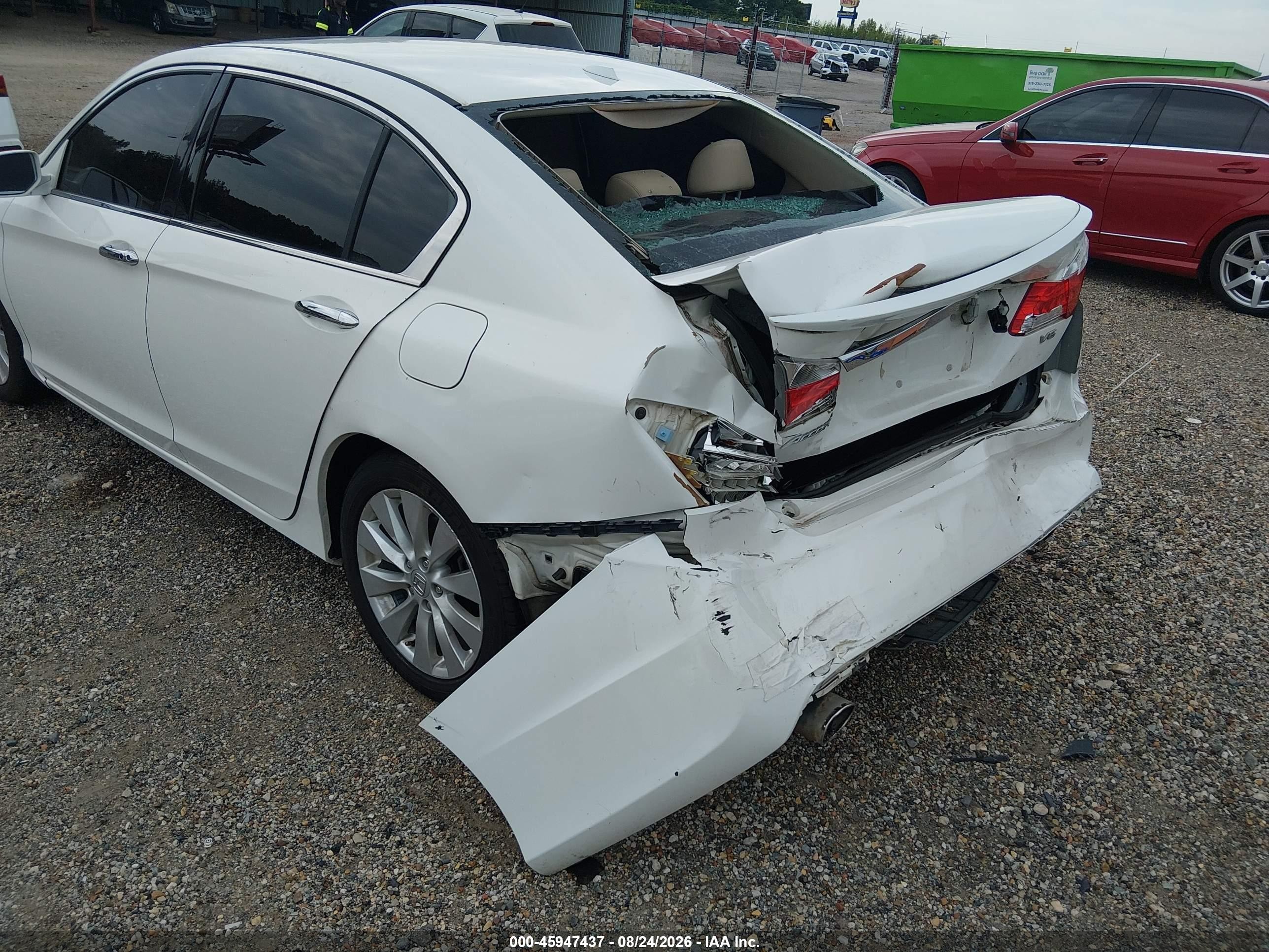 2013 Honda Accord Ex-l V-6 White vin: 1HGCR3F83DA014252