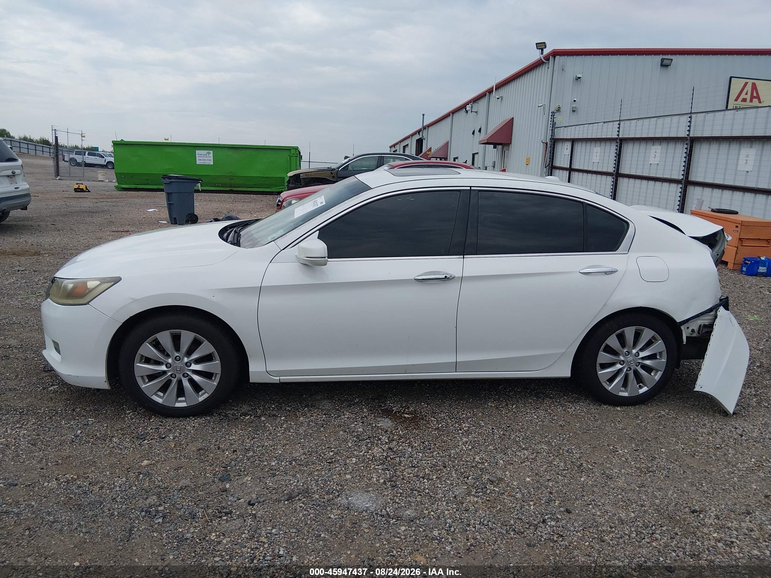 2013 Honda Accord Ex-l V-6 White vin: 1HGCR3F83DA014252