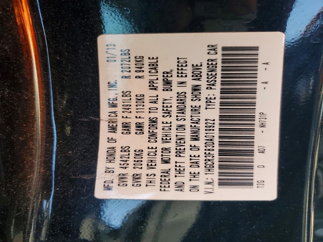2013 Honda Accord Exl Black vin: 1HGCR3F83DA019922