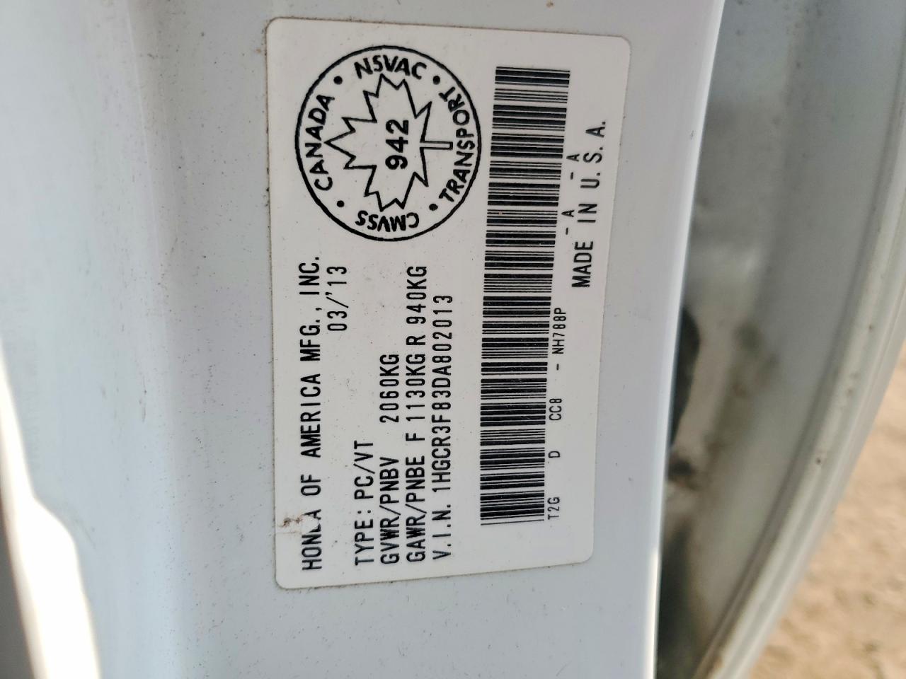 2013 Honda Accord Exl White vin: 1HGCR3F83DA802013