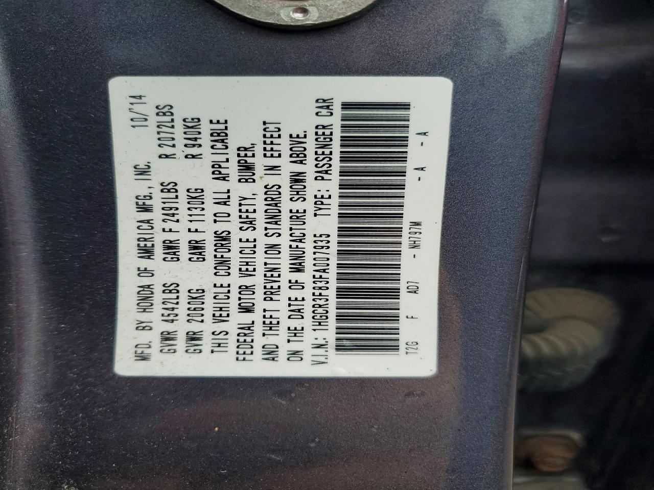2015 Honda Accord Exl Gray vin: 1HGCR3F83FA007935