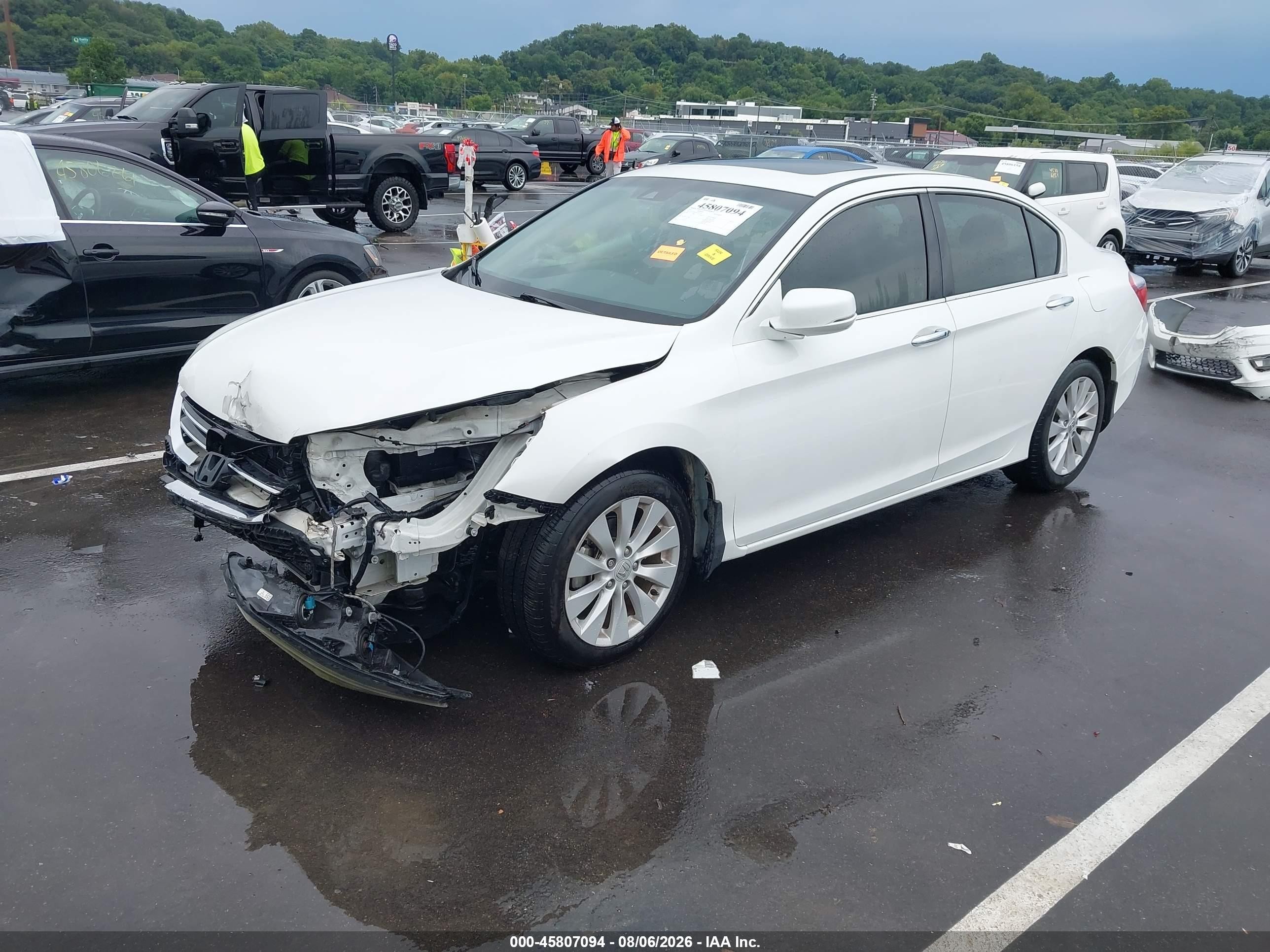 2015 Honda Accord Ex-l V-6 White vin: 1HGCR3F83FA015310