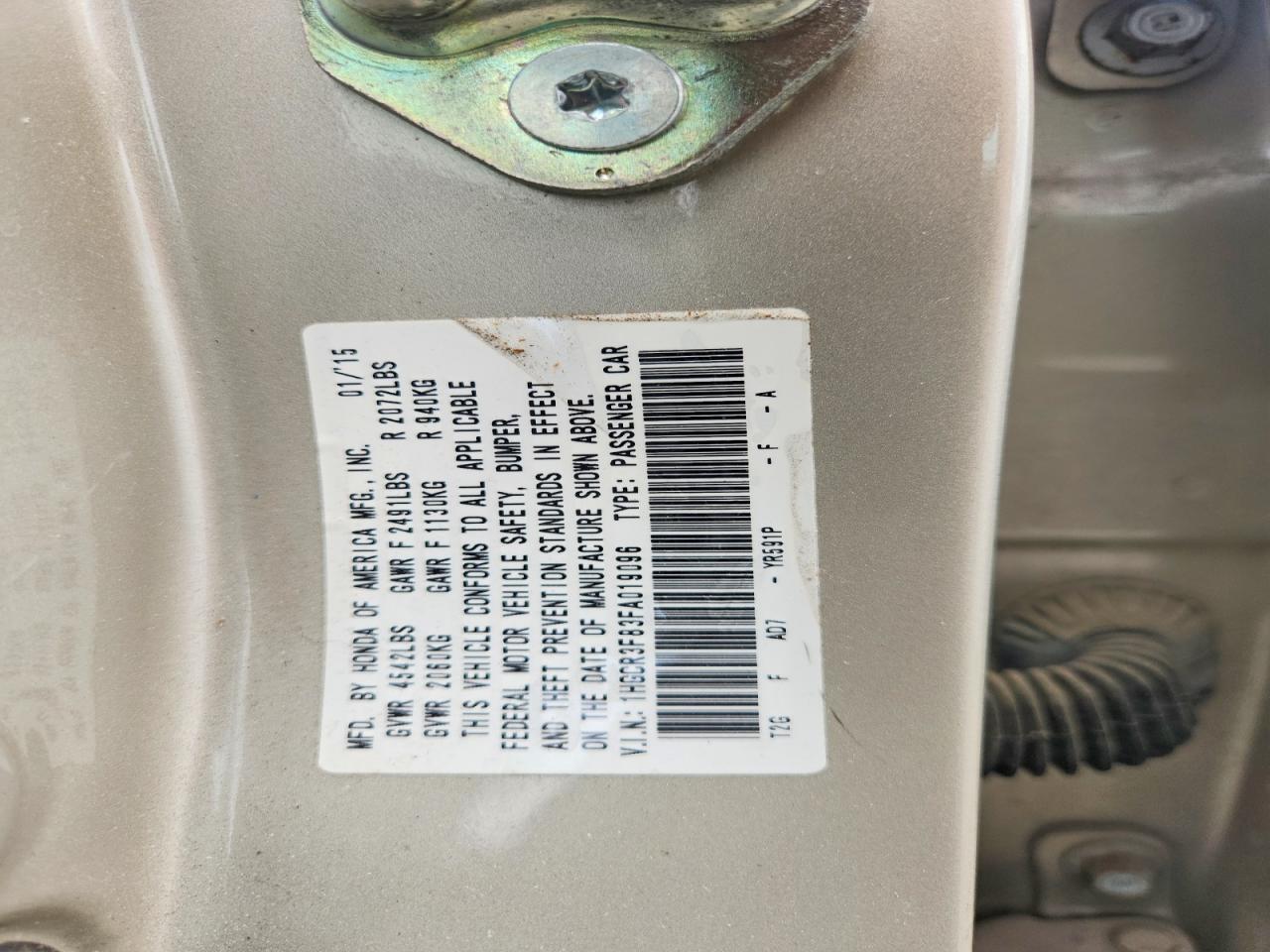 2015 Honda Accord Exl Gold vin: 1HGCR3F83FA019096
