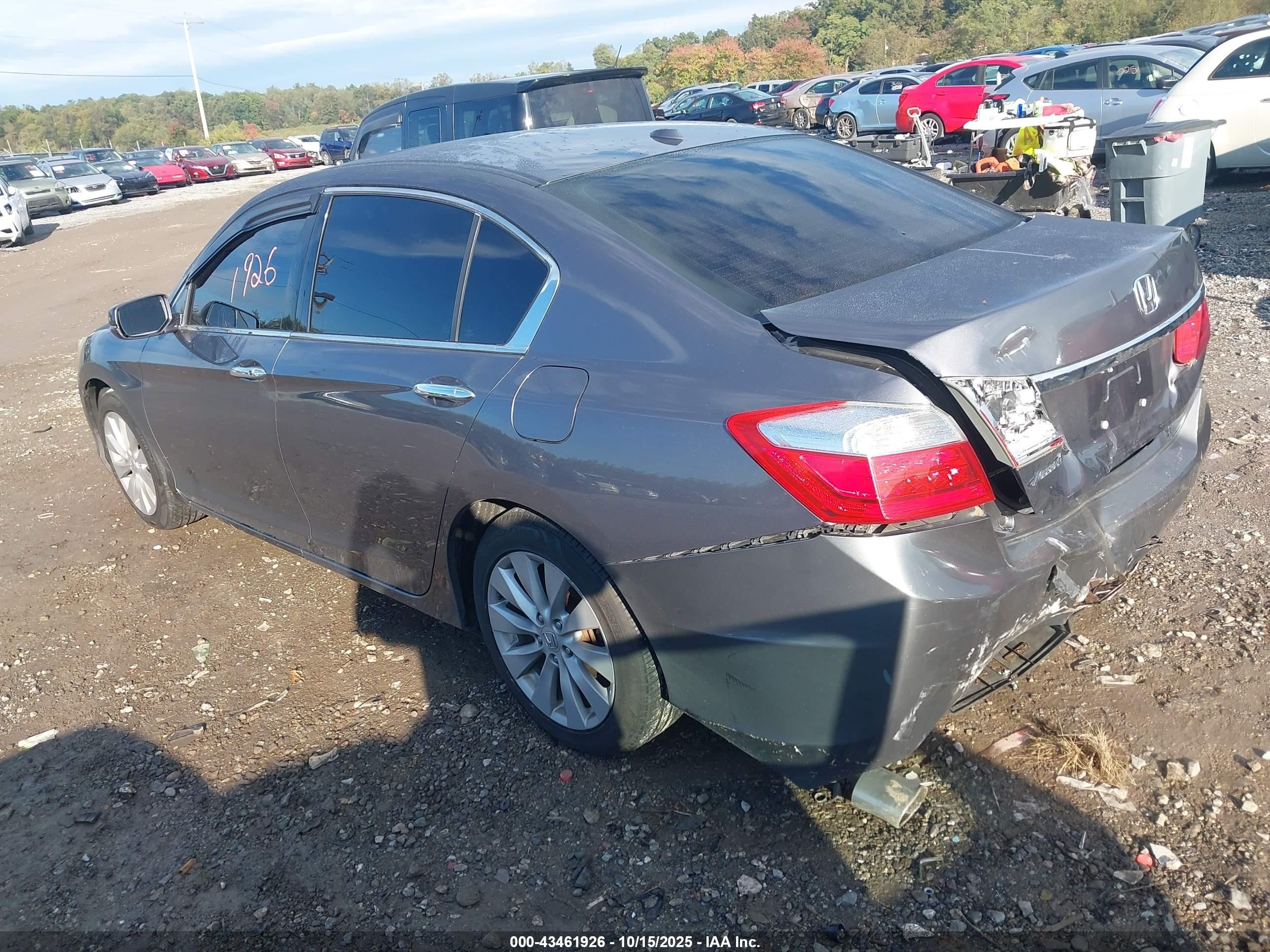 2015 Honda Accord Ex-l V-6 Gray vin: 1HGCR3F83FA020703