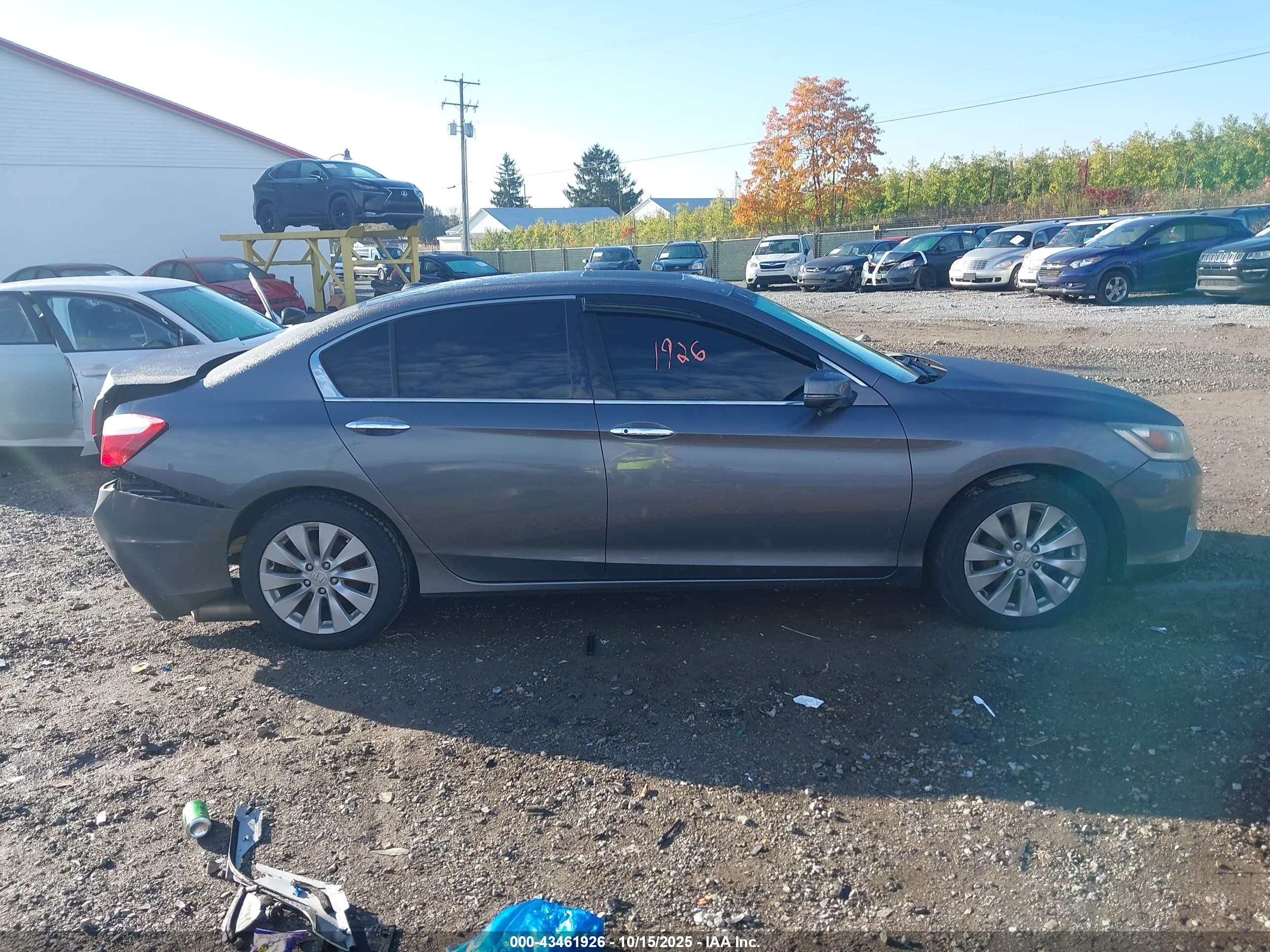 2015 Honda Accord Ex-l V-6 Gray vin: 1HGCR3F83FA020703