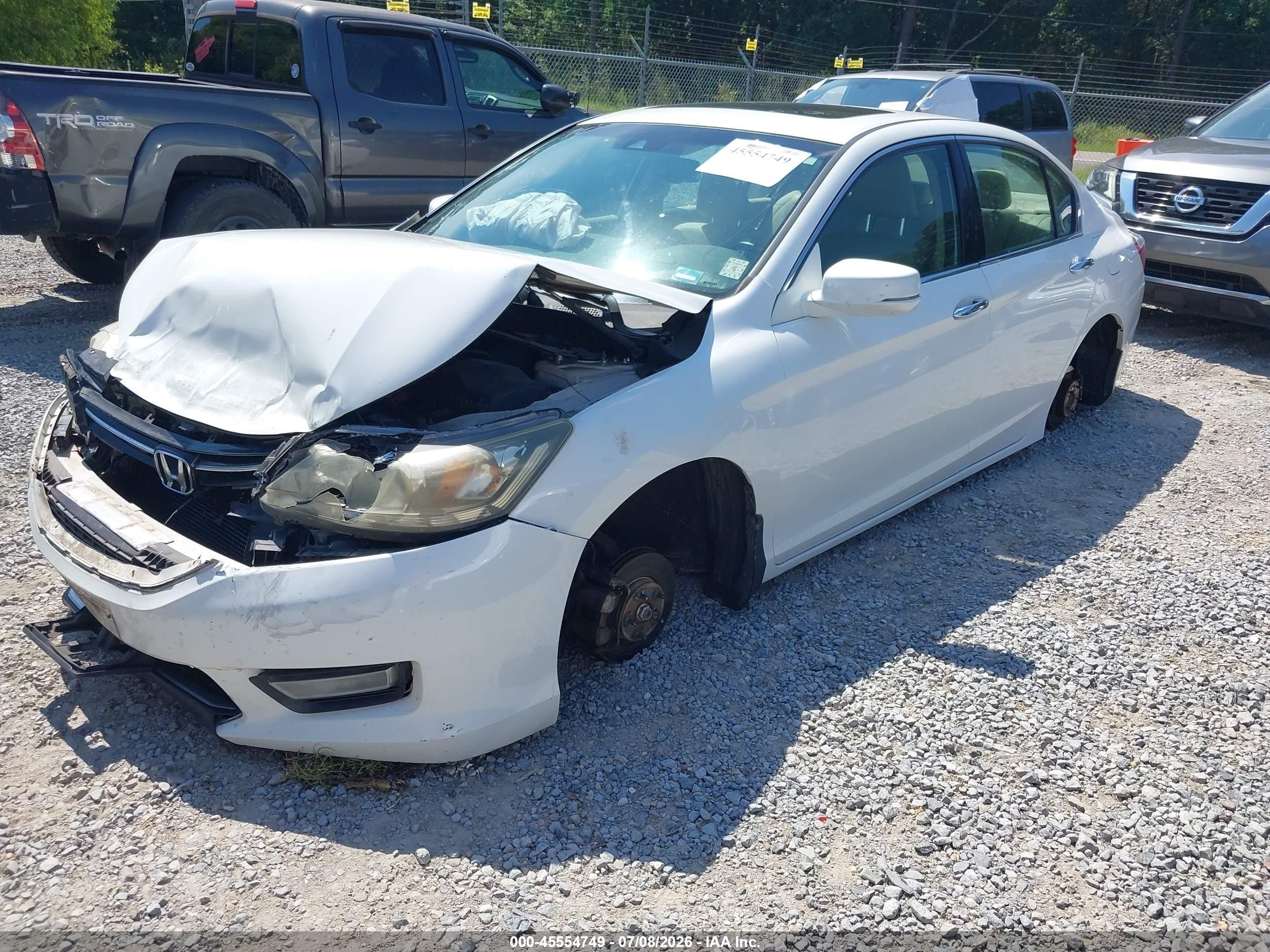 2013 Honda Accord Ex-l V-6 White vin: 1HGCR3F84DA006435