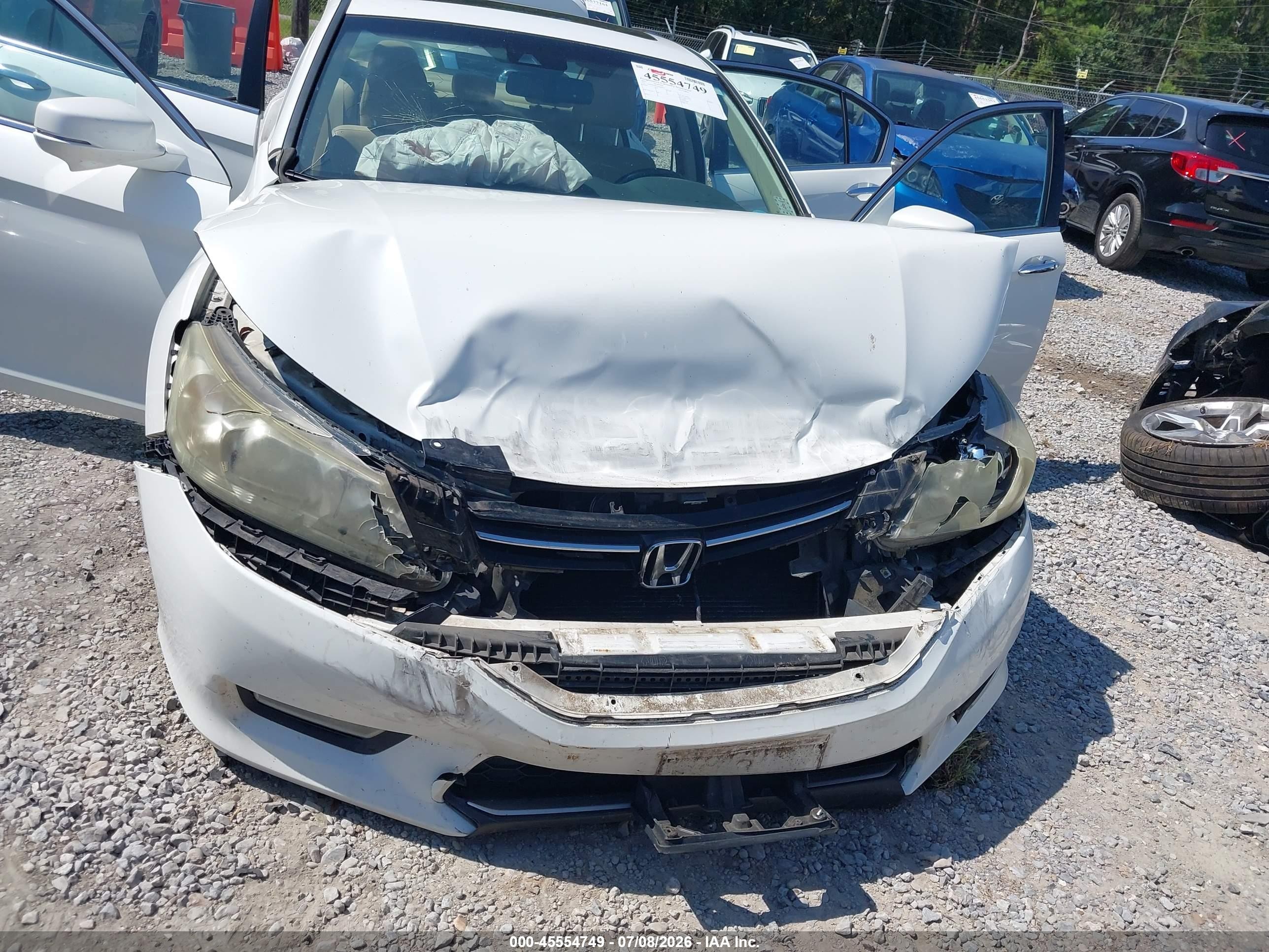 2013 Honda Accord Ex-l V-6 White vin: 1HGCR3F84DA006435