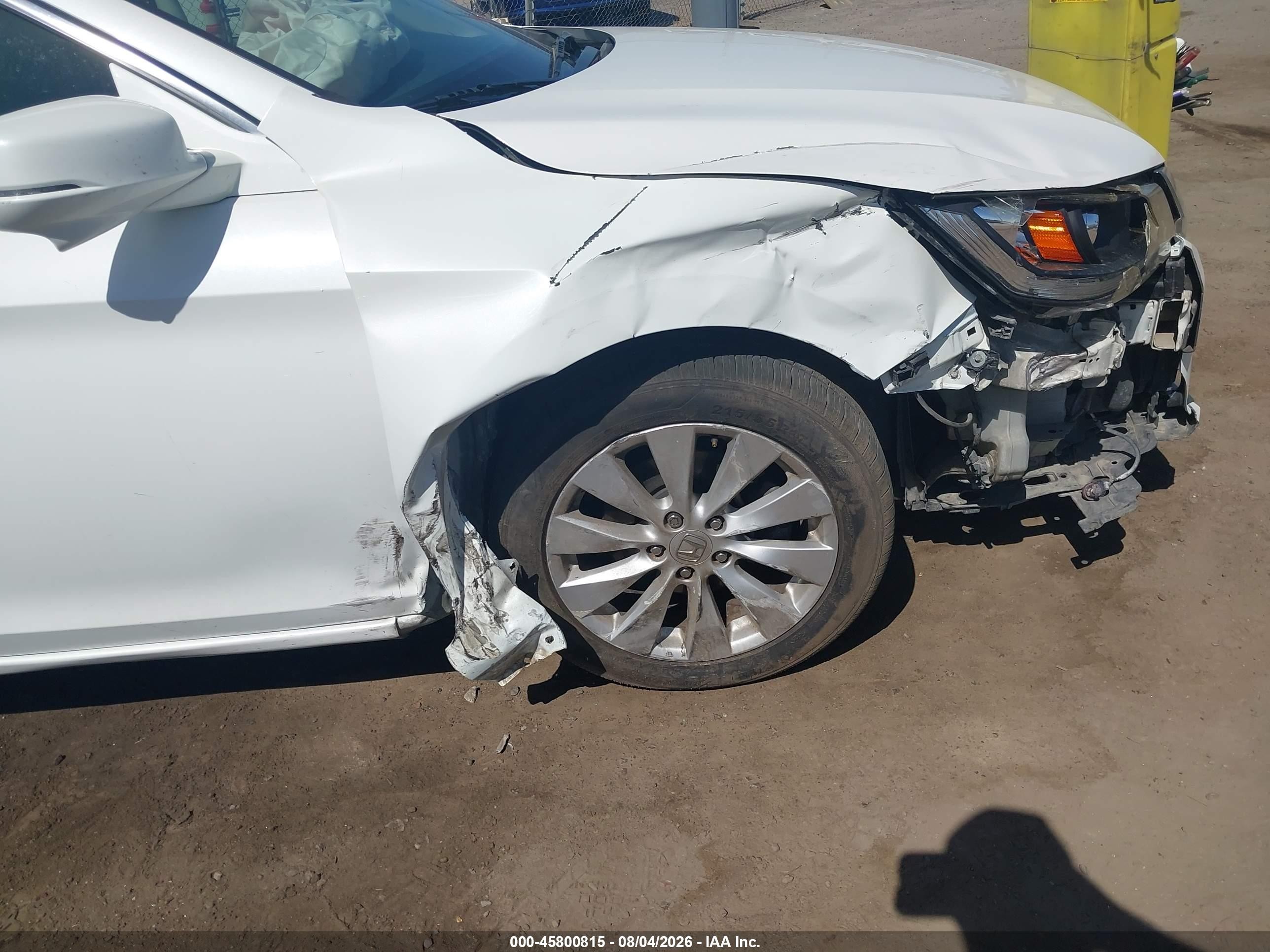 2013 Honda Accord Ex-l V-6 White vin: 1HGCR3F84DA007309