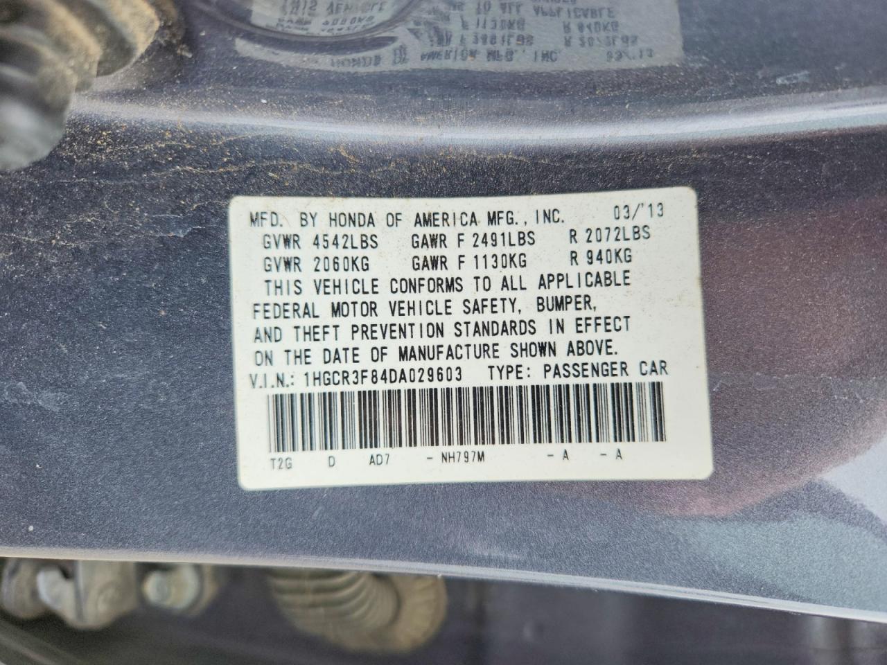 2013 Honda Accord Exl Gray vin: 1HGCR3F84DA029603