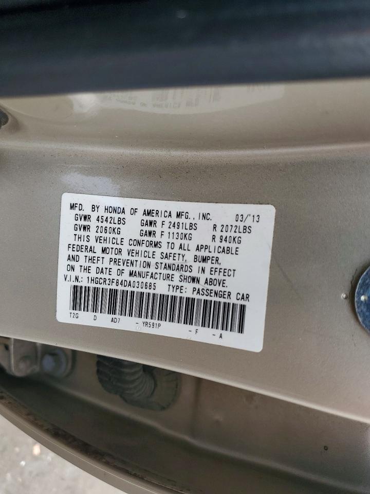 2013 Honda Accord Ex-v6 Beige vin: 1HGCR3F84DA030685