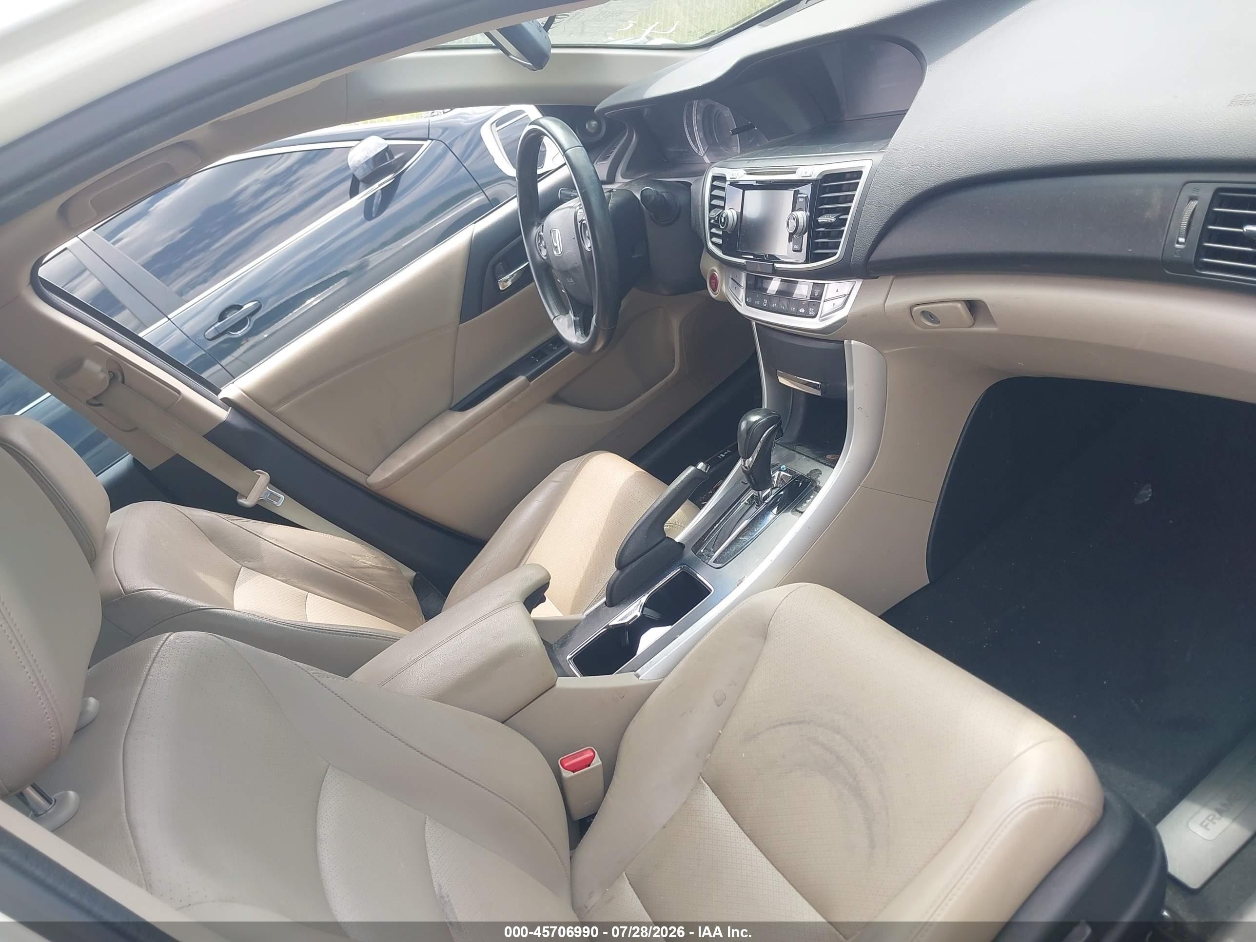 2013 Honda Accord Ex-l V-6 White vin: 1HGCR3F84DA047860