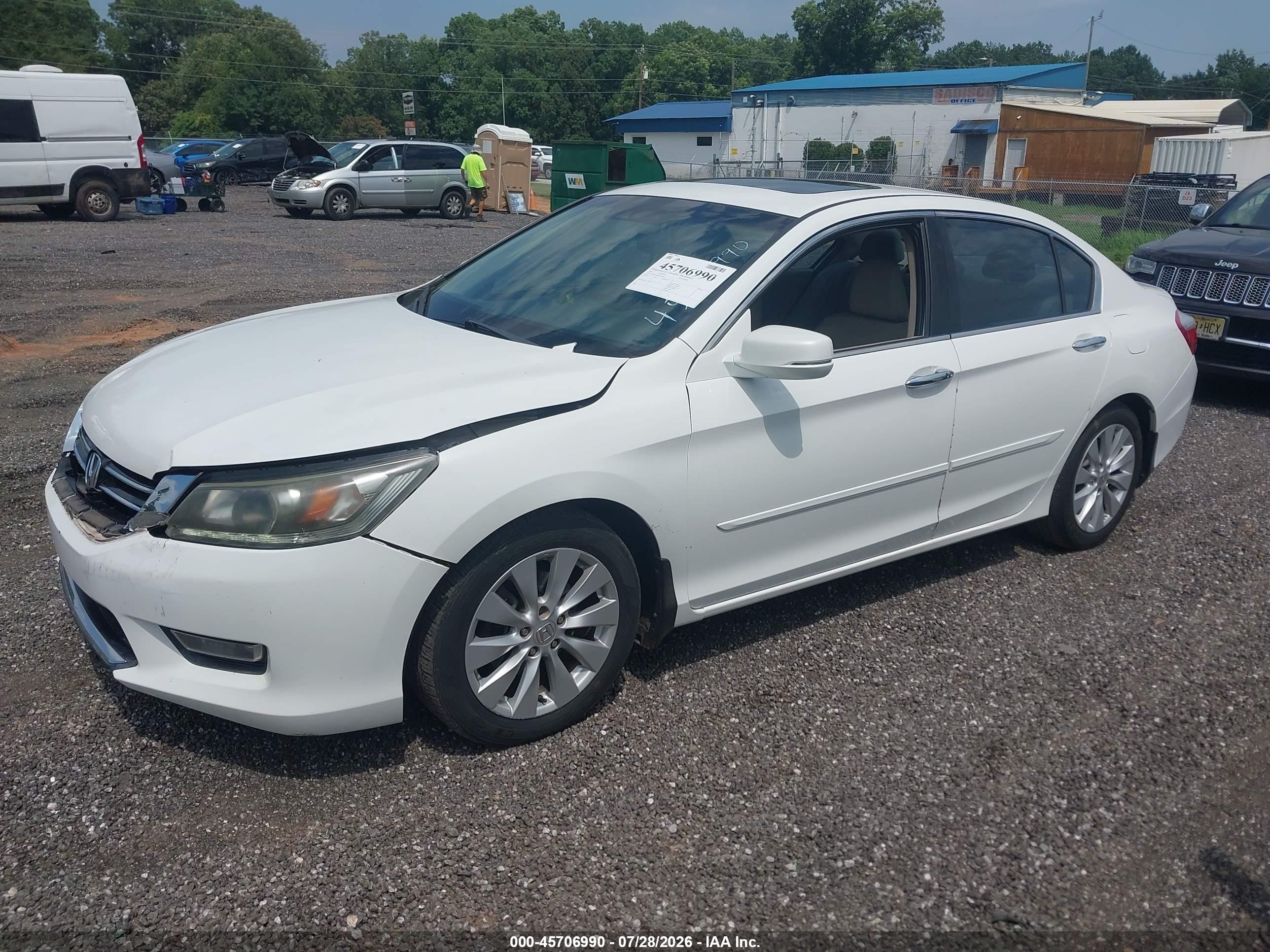 2013 Honda Accord Ex-l V-6 White vin: 1HGCR3F84DA047860