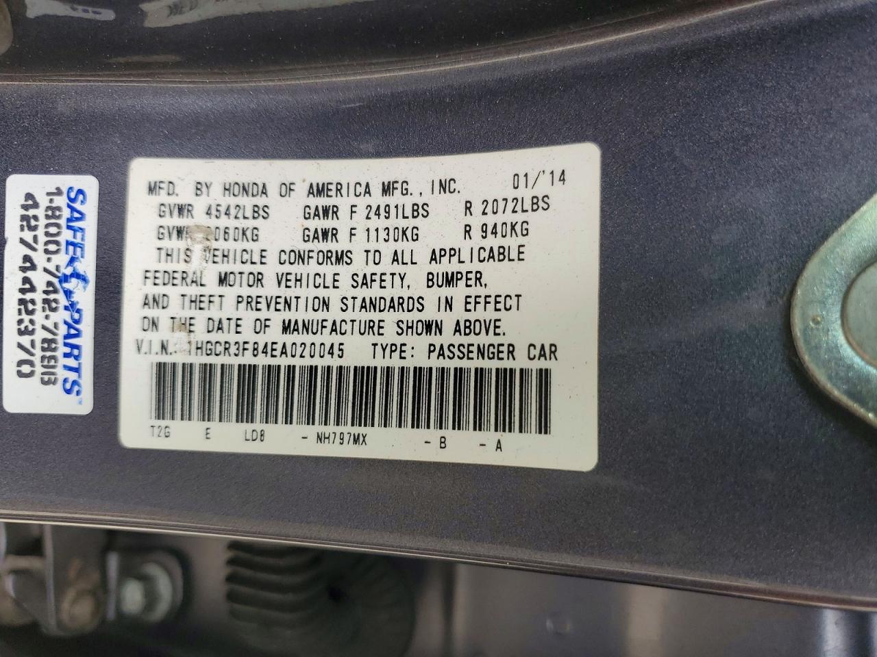 2014 Honda Accord Exl Gray vin: 1HGCR3F84EA020045