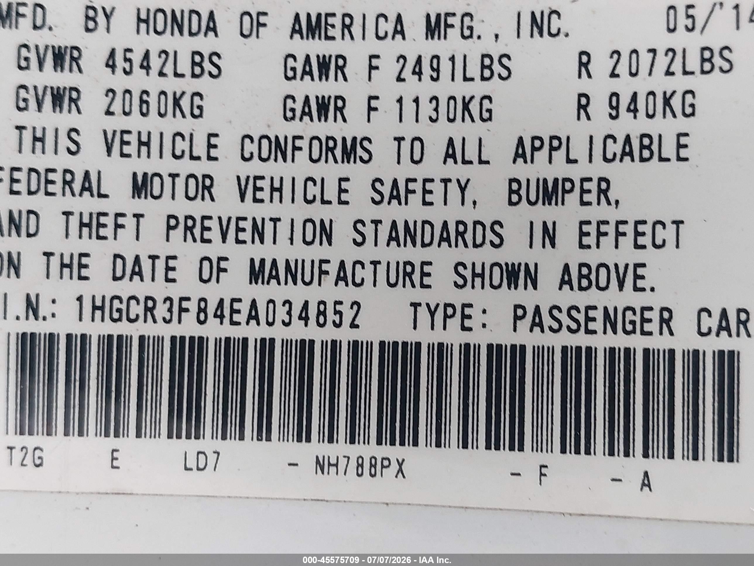 2014 Honda Accord Ex-l V-6 White vin: 1HGCR3F84EA034852