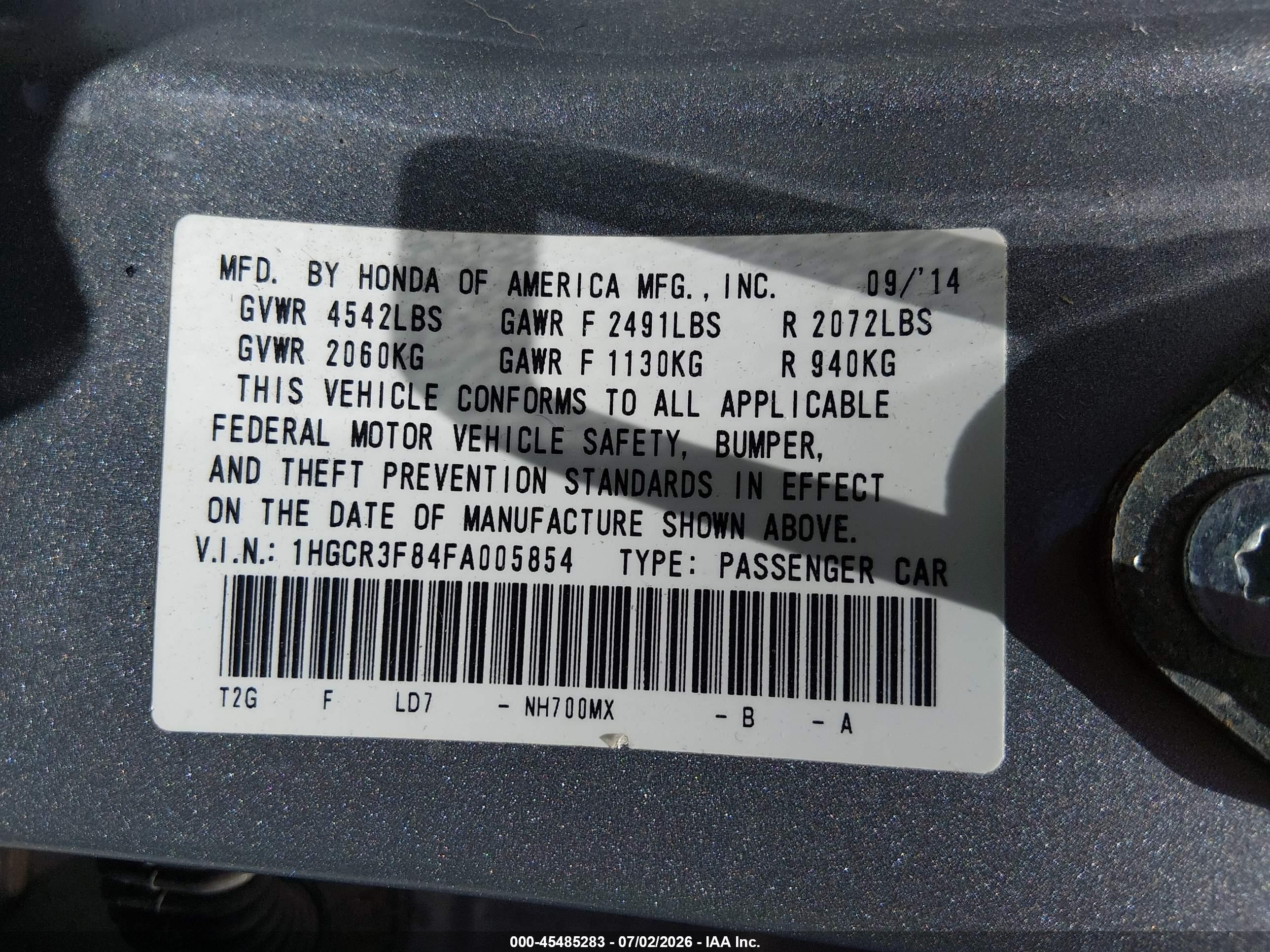 2015 Honda Accord Ex-l V-6 Silver vin: 1HGCR3F84FA005854