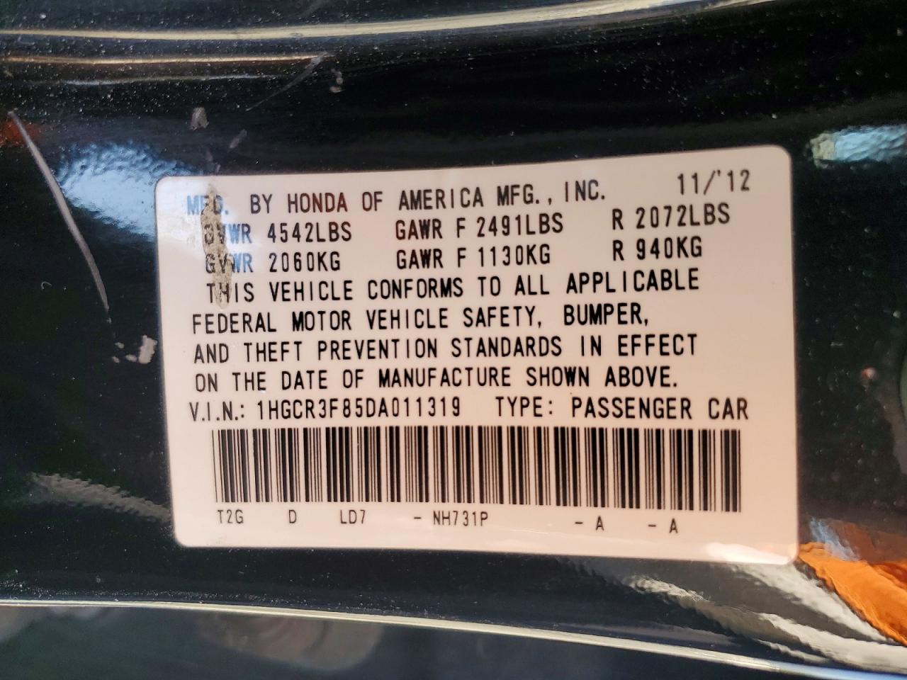 2013 Honda Accord Exl Black vin: 1HGCR3F85DA011319