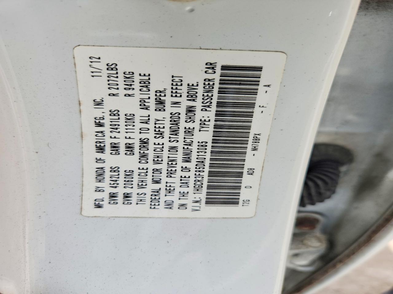 2013 Honda Accord Exl White vin: 1HGCR3F85DA013085