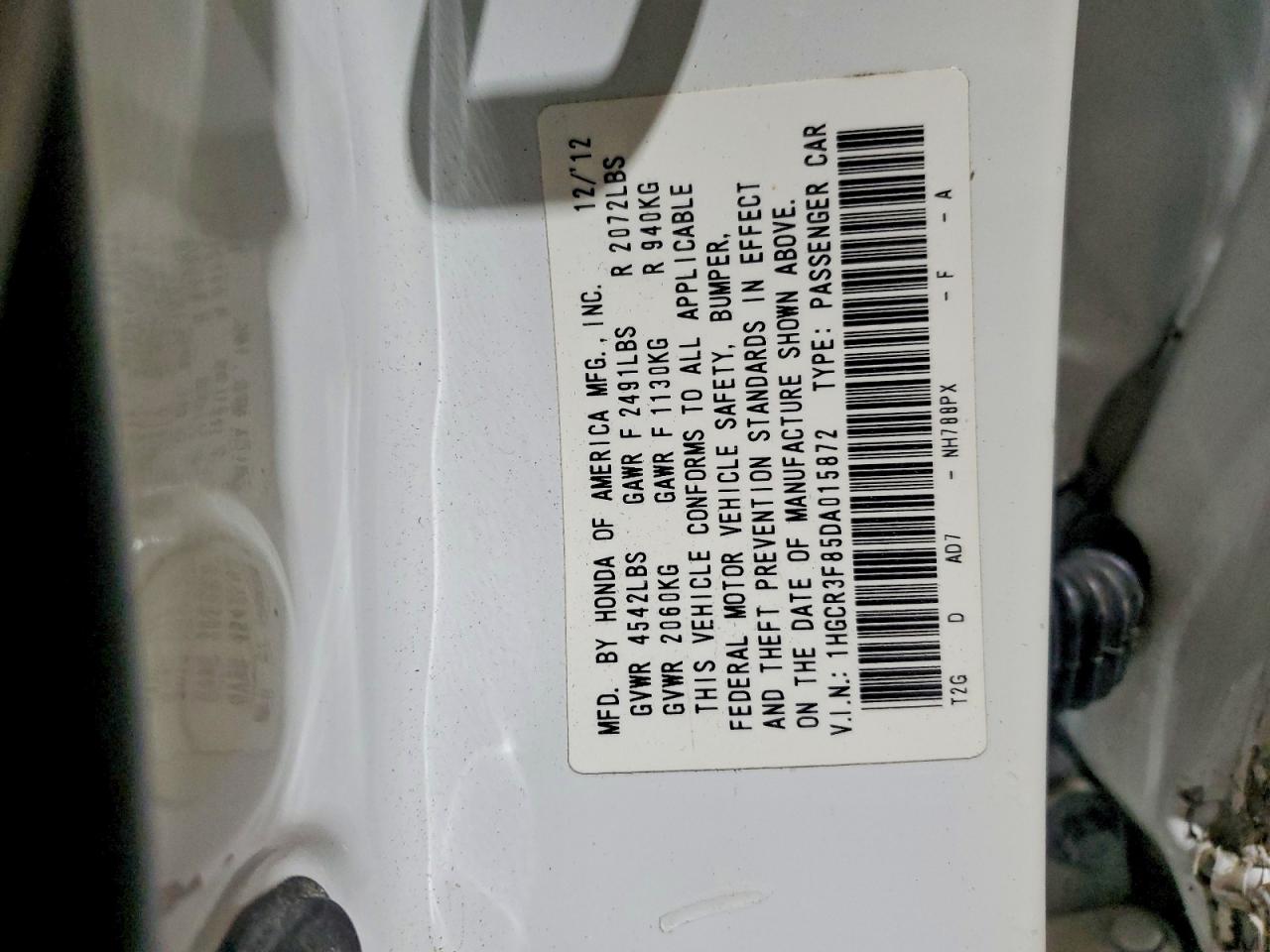 2013 Honda Accord Exl Белый vin: 1HGCR3F85DA015872
