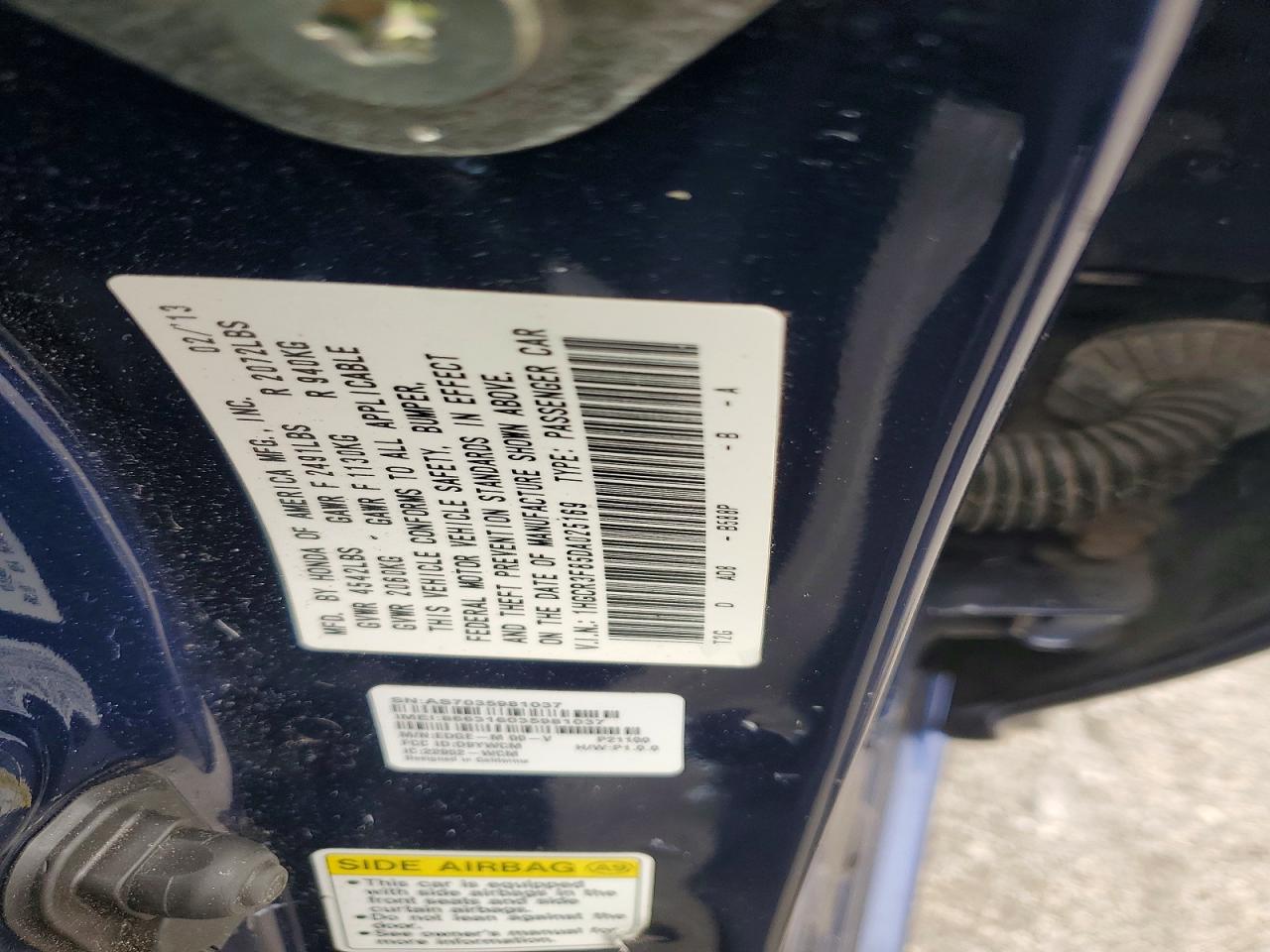 2013 Honda Accord Exl Blue vin: 1HGCR3F85DA025169
