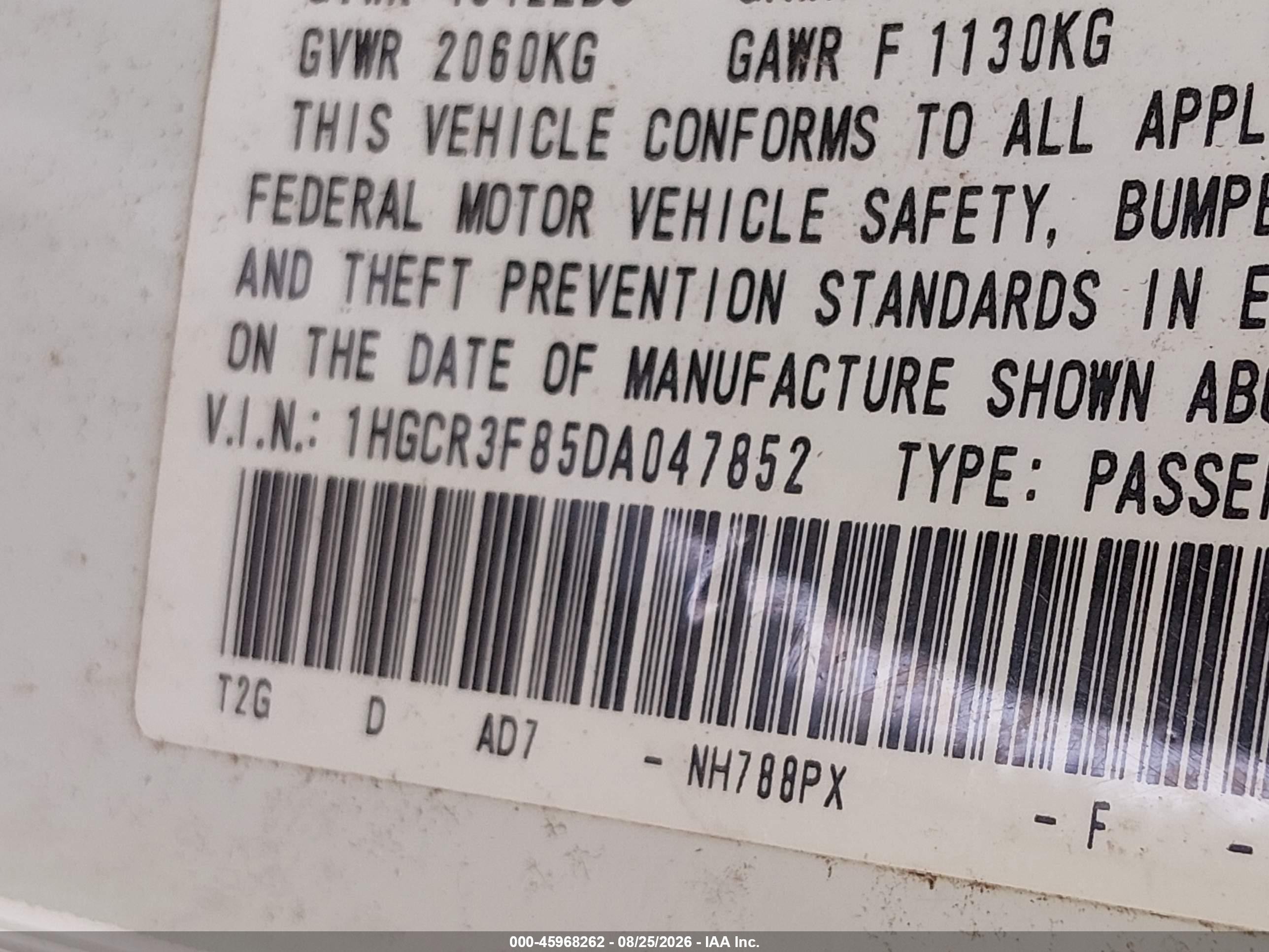 2013 Honda Accord Ex-l V-6 White vin: 1HGCR3F85DA047852
