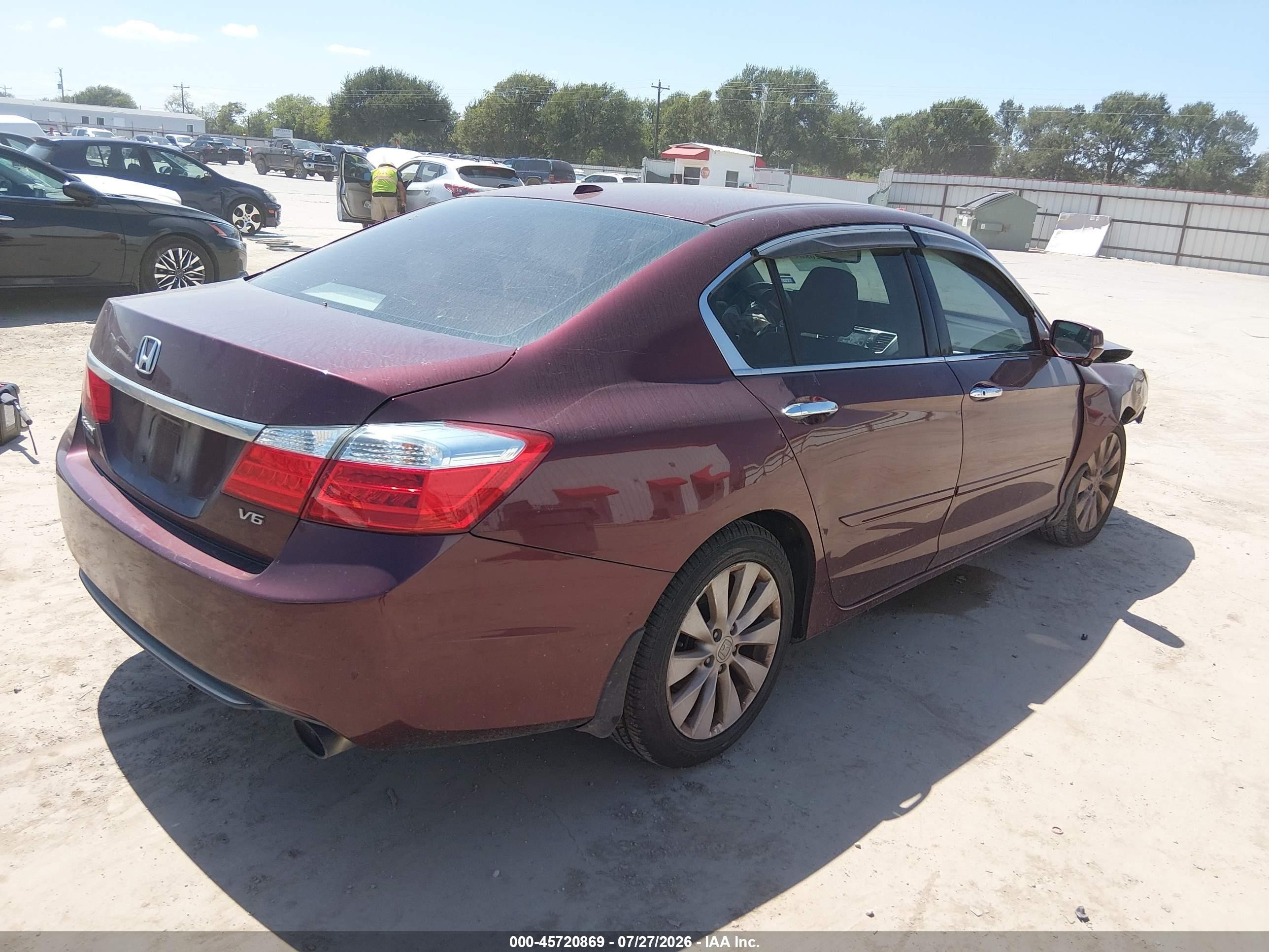 2014 Honda Accord Ex-l V-6 Maroon vin: 1HGCR3F85EA028977