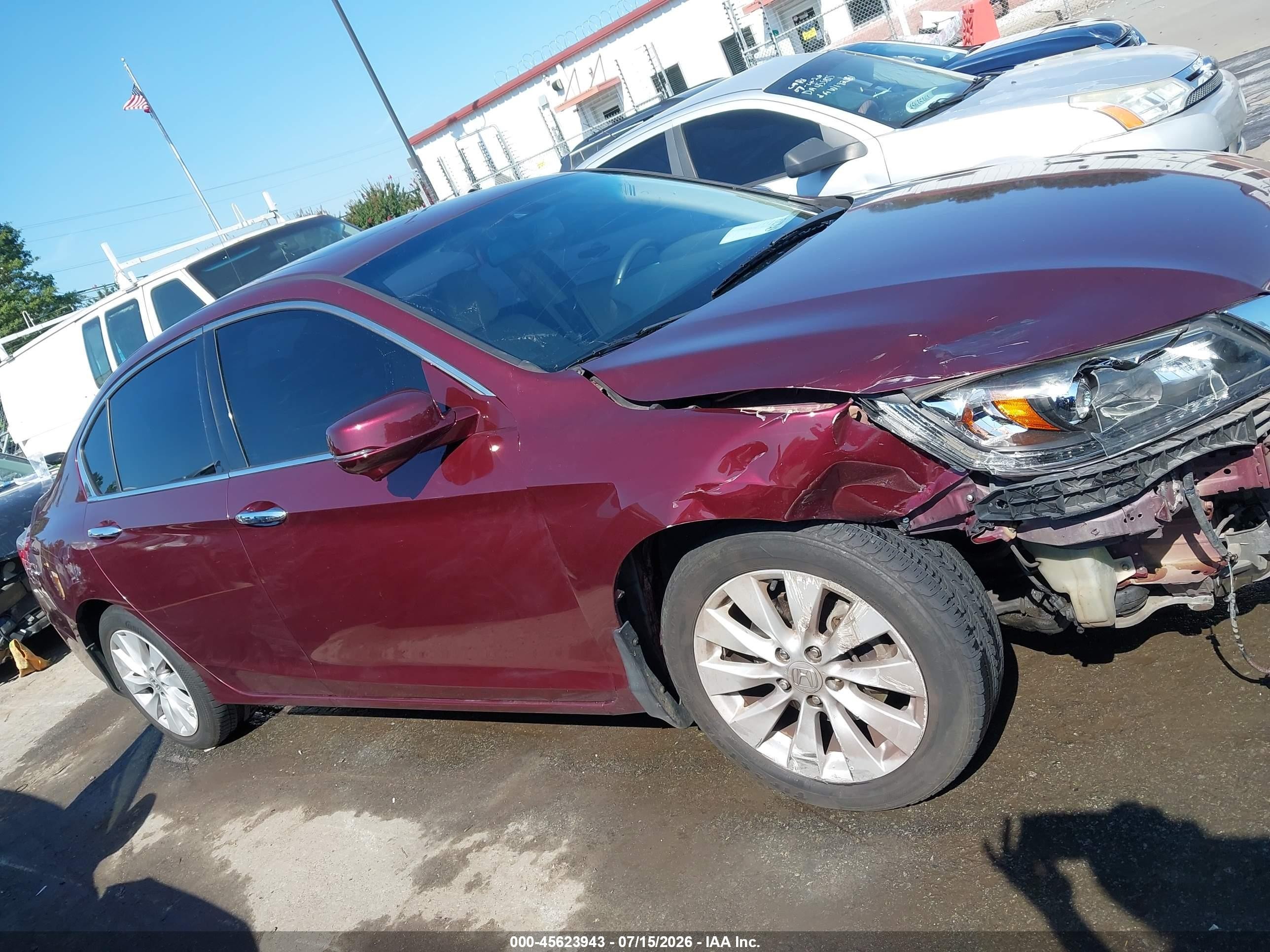2014 Honda Accord Ex-l V-6 Burgundy vin: 1HGCR3F85EA040420