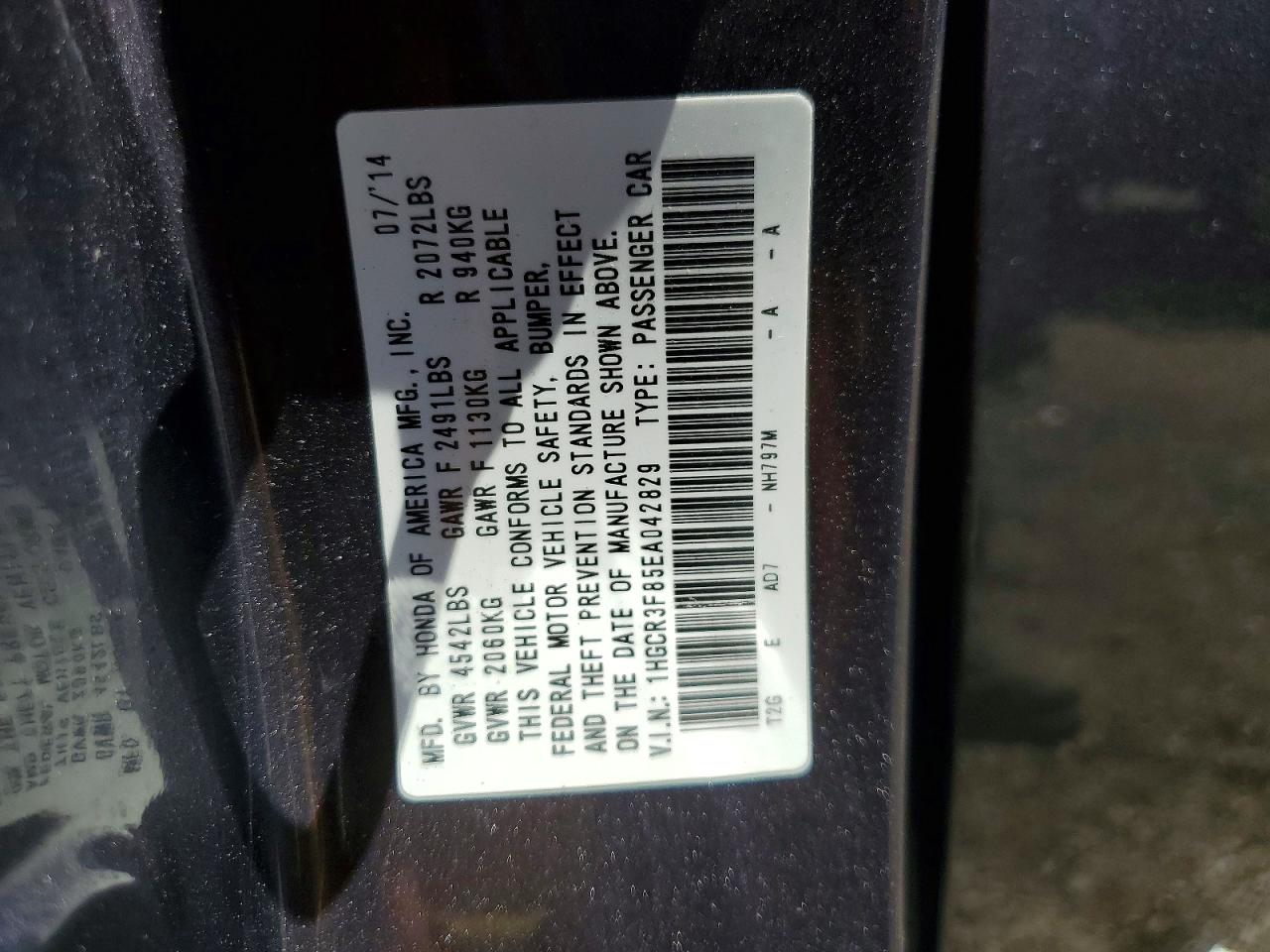 2014 Honda Accord Charcoal vin: 1HGCR3F85EA042829