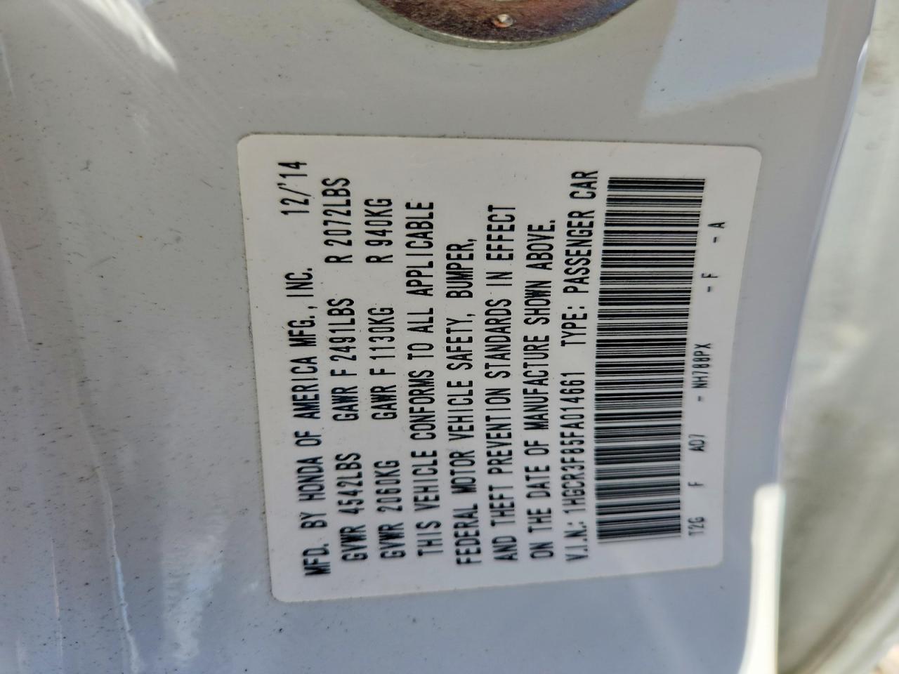 2015 Honda Accord Exl White vin: 1HGCR3F85FA014661