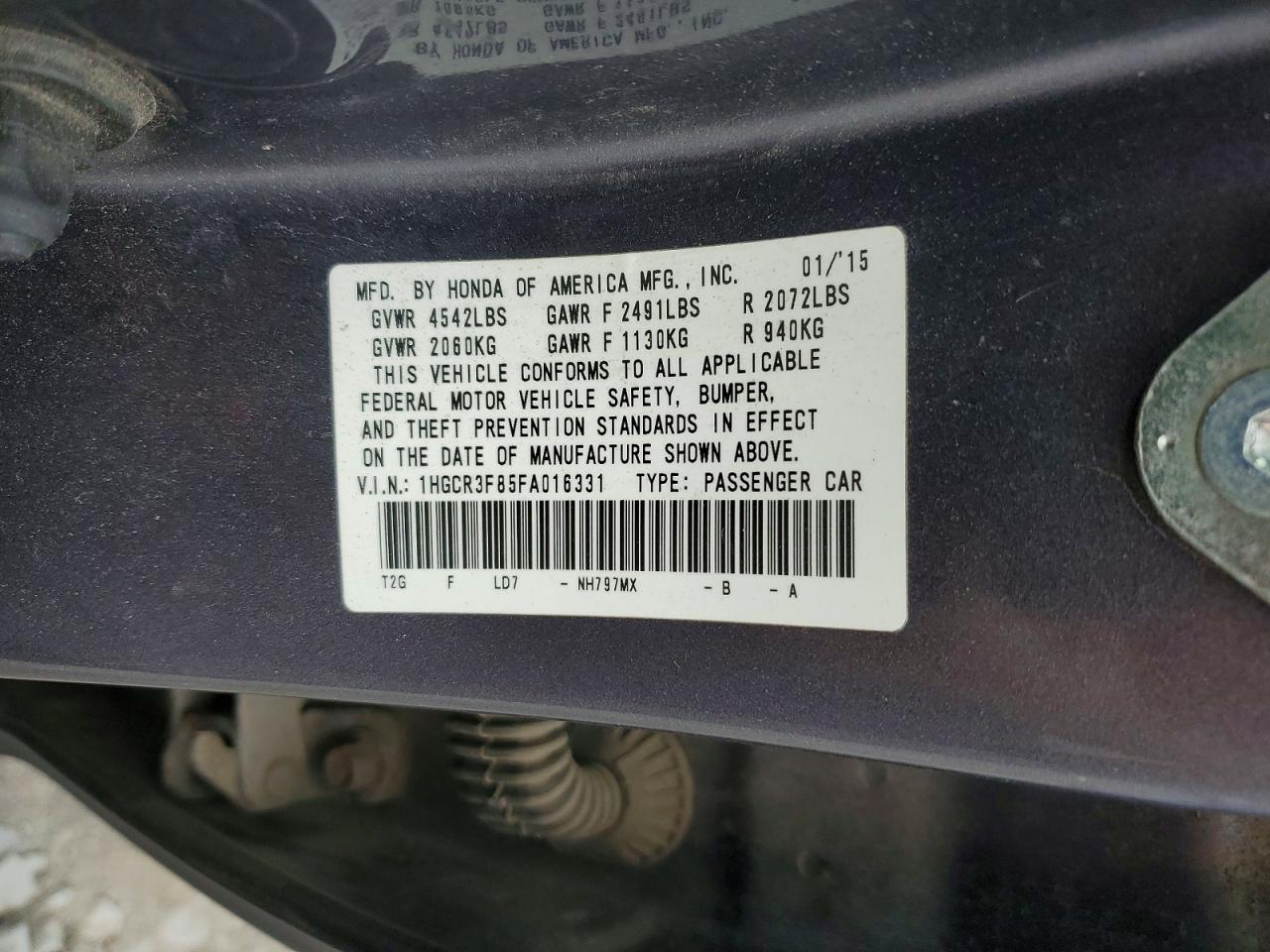 2015 Honda Accord Exl Gray vin: 1HGCR3F85FA016331