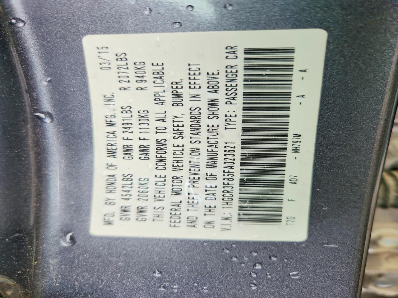 2015 Honda Accord Exl Gray vin: 1HGCR3F85FA023621