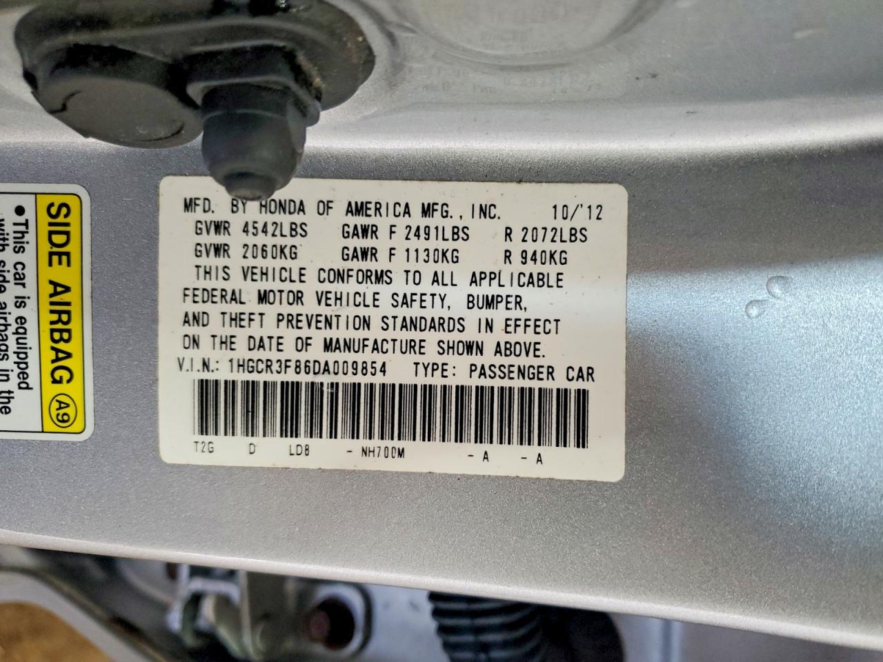 2013 Honda Accord Exl Серебряный vin: 1HGCR3F86DA009854