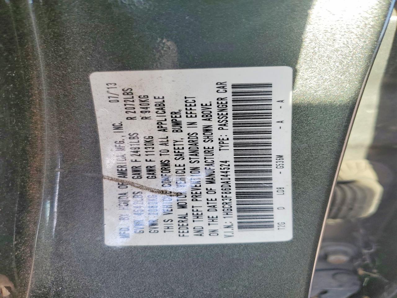 2013 Honda Accord Exl Gray vin: 1HGCR3F86DA044524