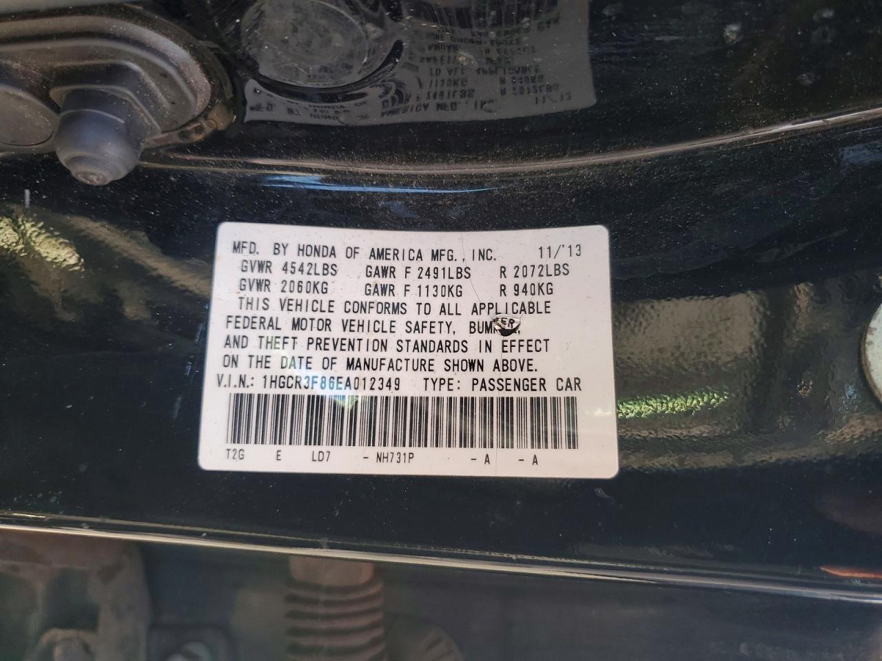 2014 Honda Accord Exl Black vin: 1HGCR3F86EA012349