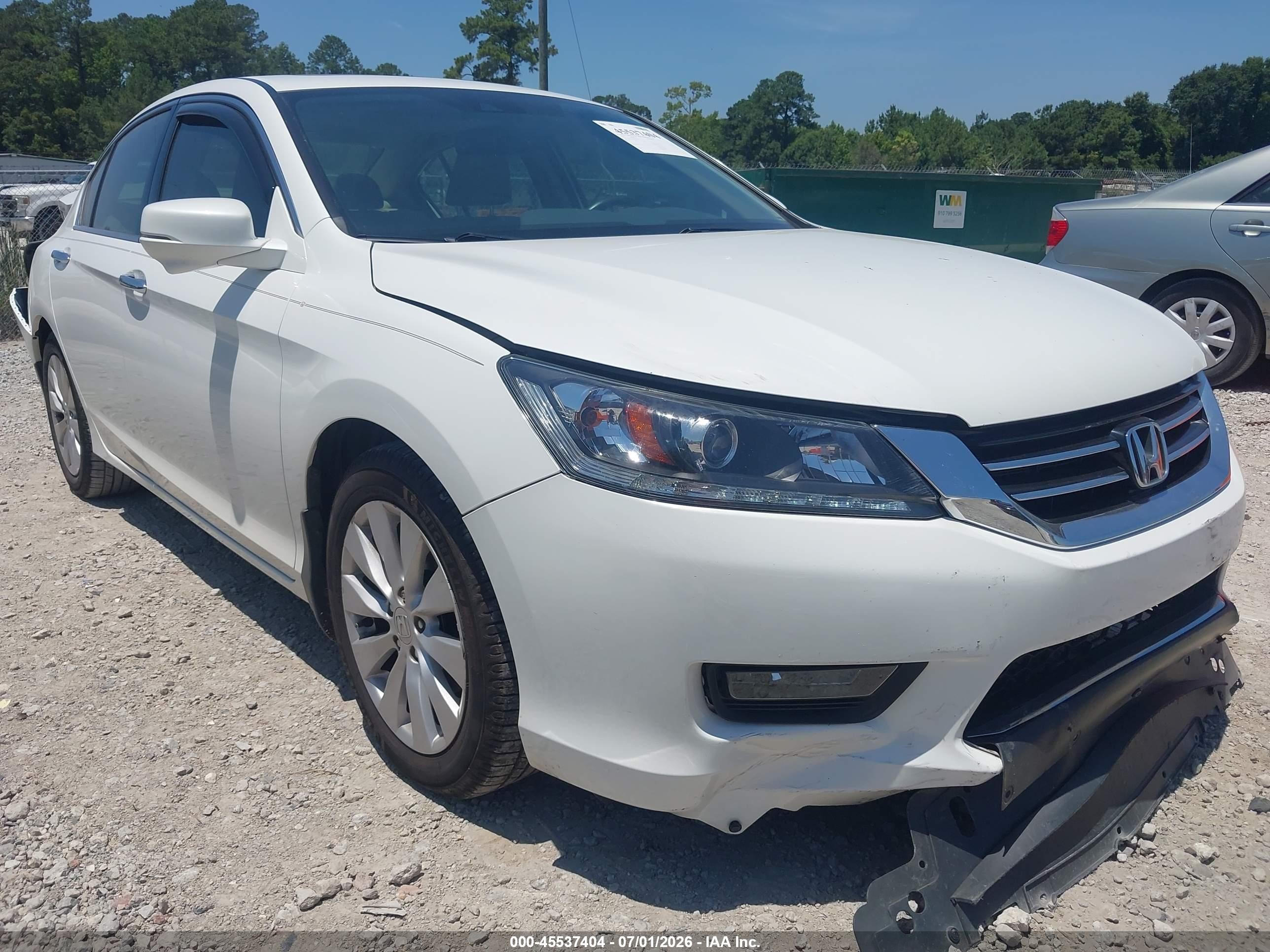 2014 Honda Accord Ex-l V-6 White vin: 1HGCR3F86EA023027