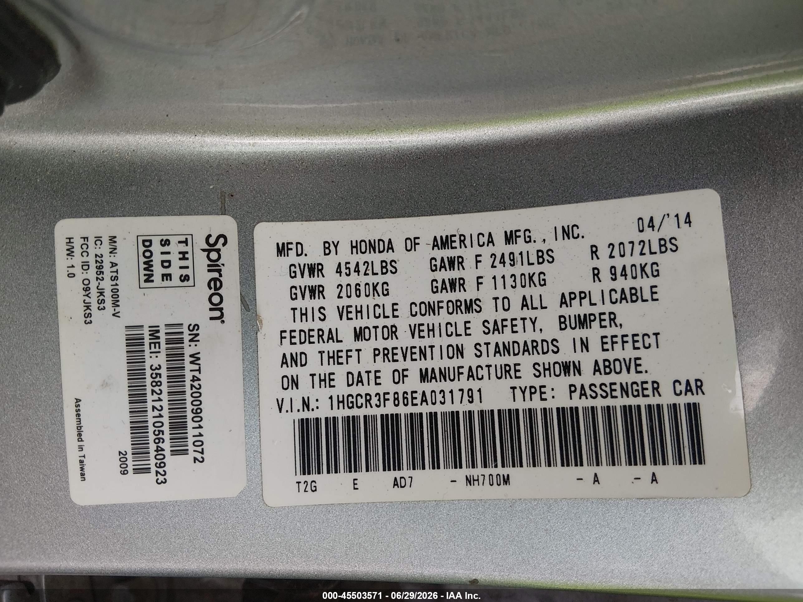 2014 Honda Accord Ex-l V-6 Silver vin: 1HGCR3F86EA031791