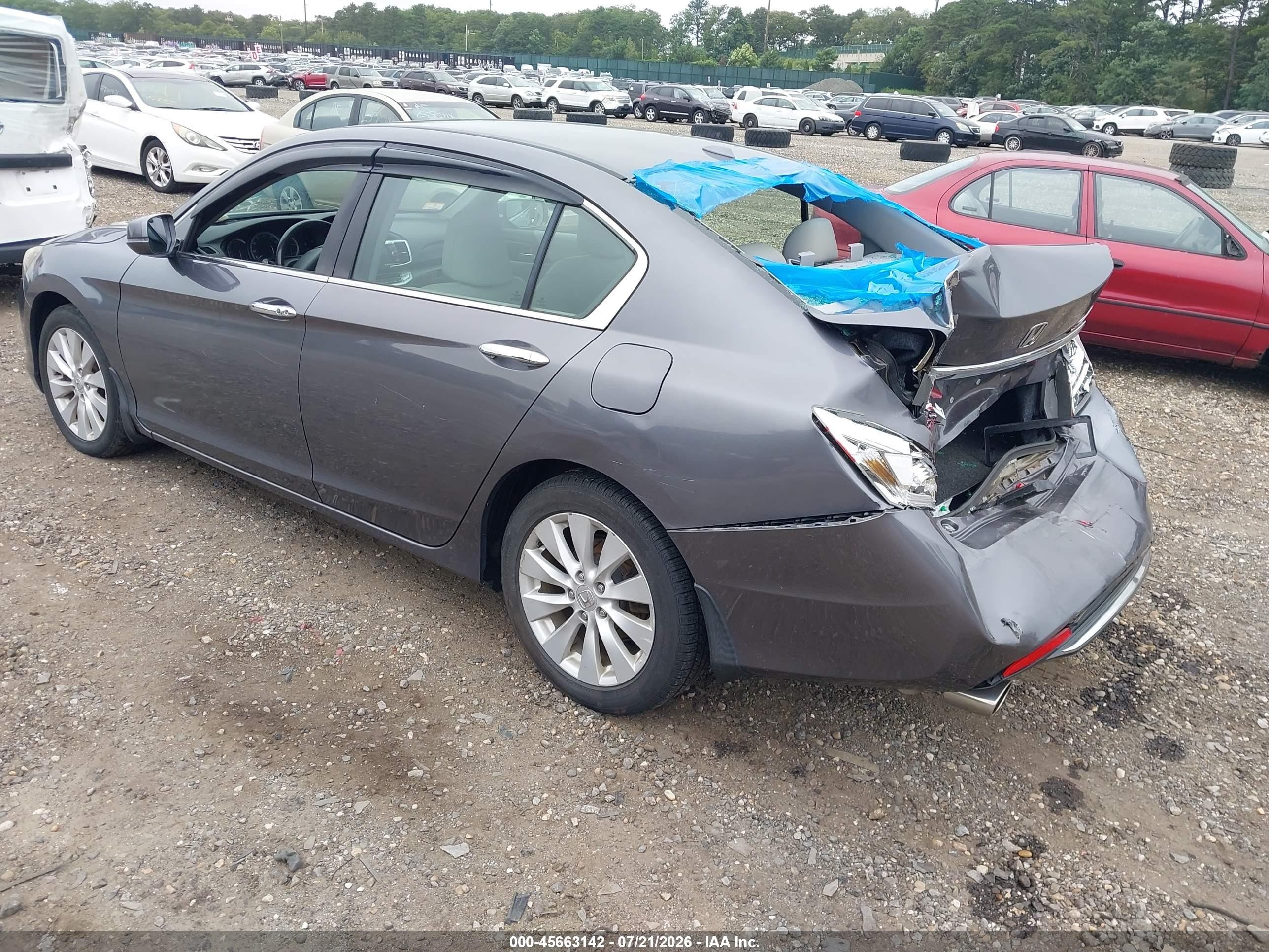 2015 Honda Accord Ex-l V-6 Gray vin: 1HGCR3F86FA004480