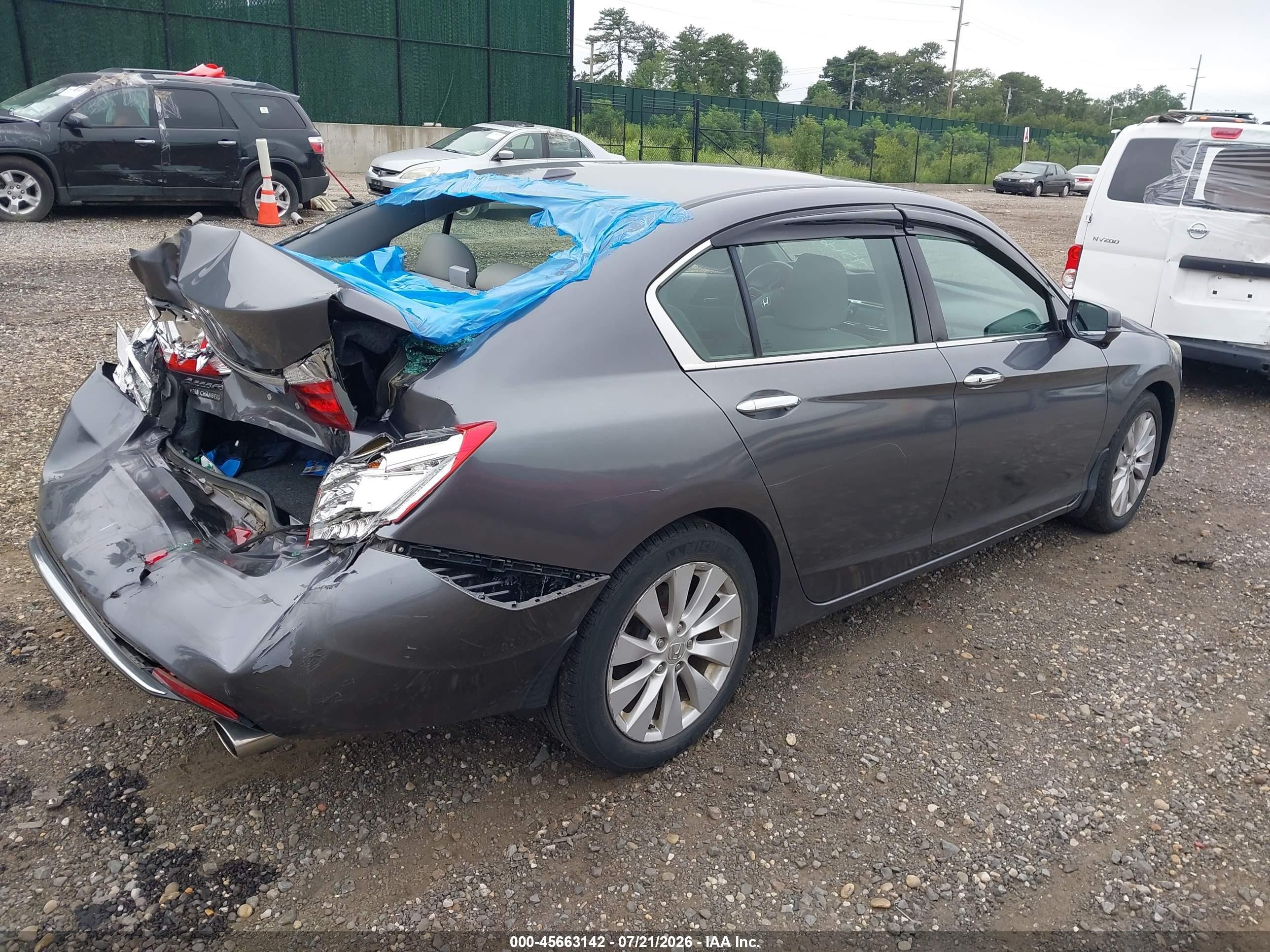 2015 Honda Accord Ex-l V-6 Gray vin: 1HGCR3F86FA004480