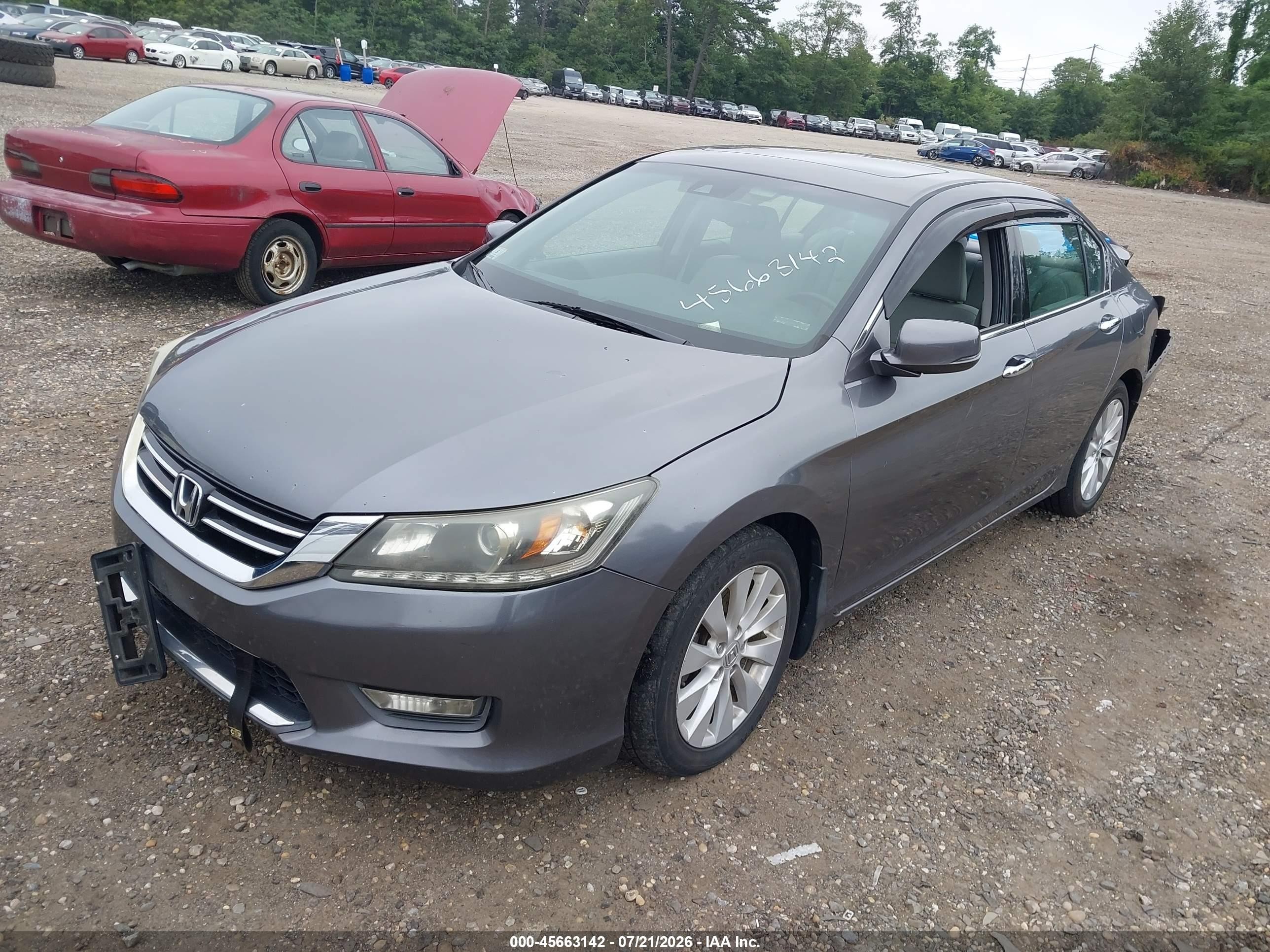 2015 Honda Accord Ex-l V-6 Gray vin: 1HGCR3F86FA004480
