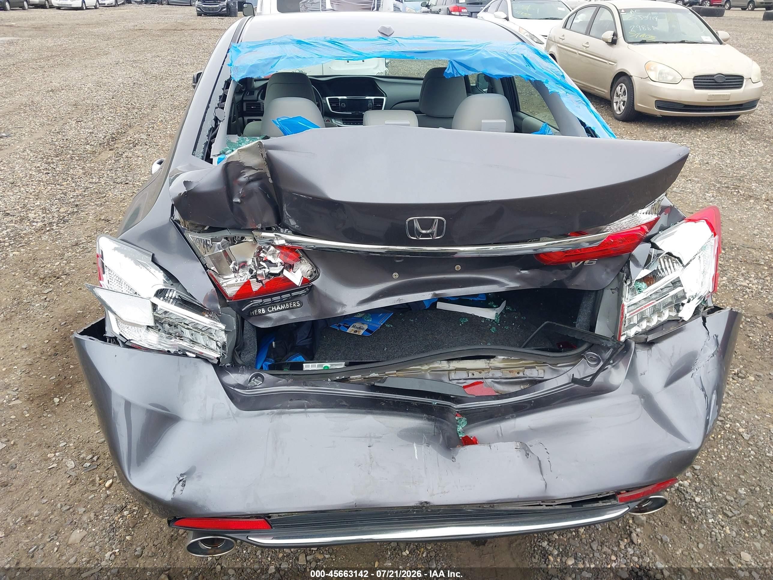 2015 Honda Accord Ex-l V-6 Gray vin: 1HGCR3F86FA004480