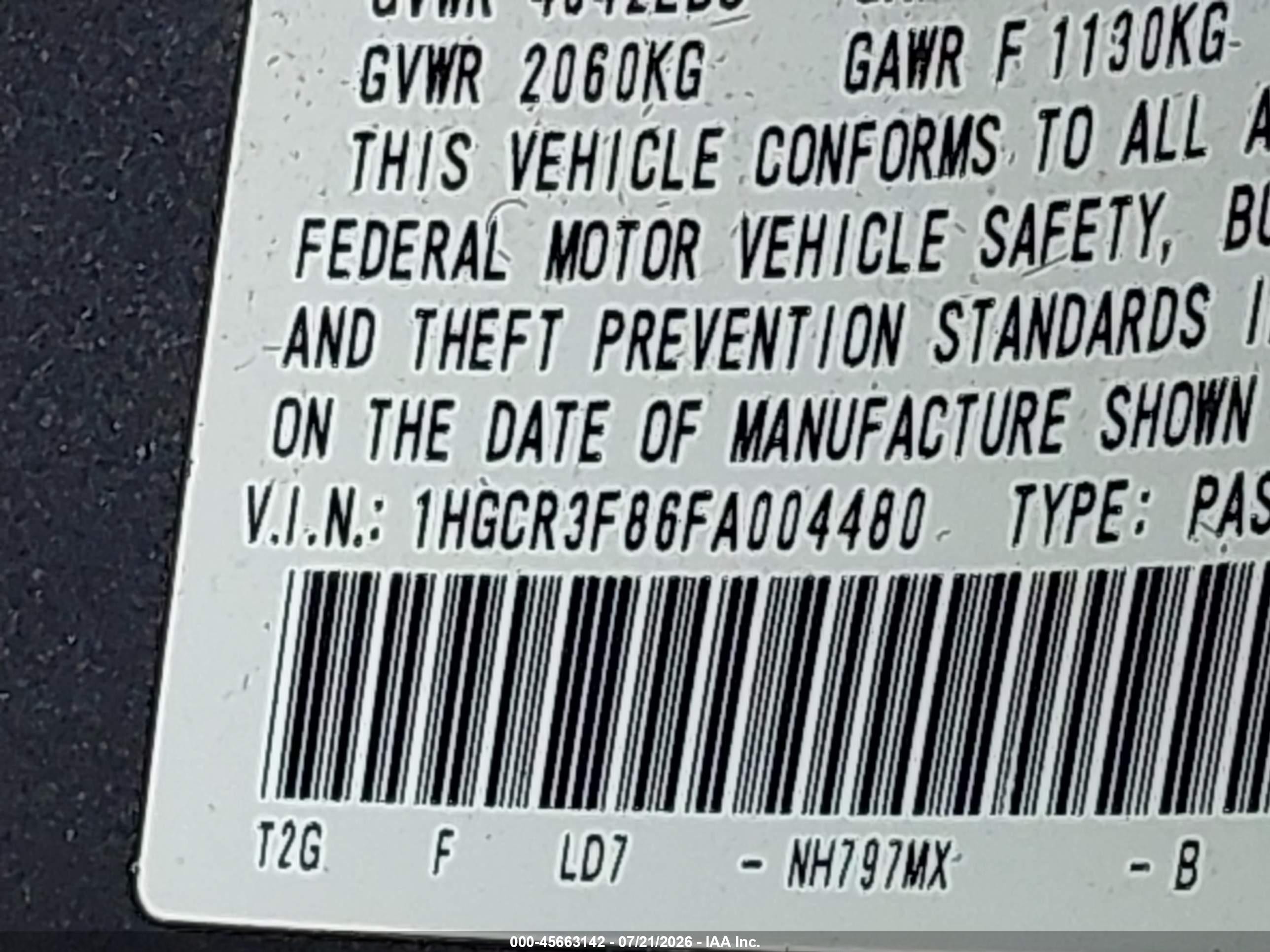2015 Honda Accord Ex-l V-6 Gray vin: 1HGCR3F86FA004480
