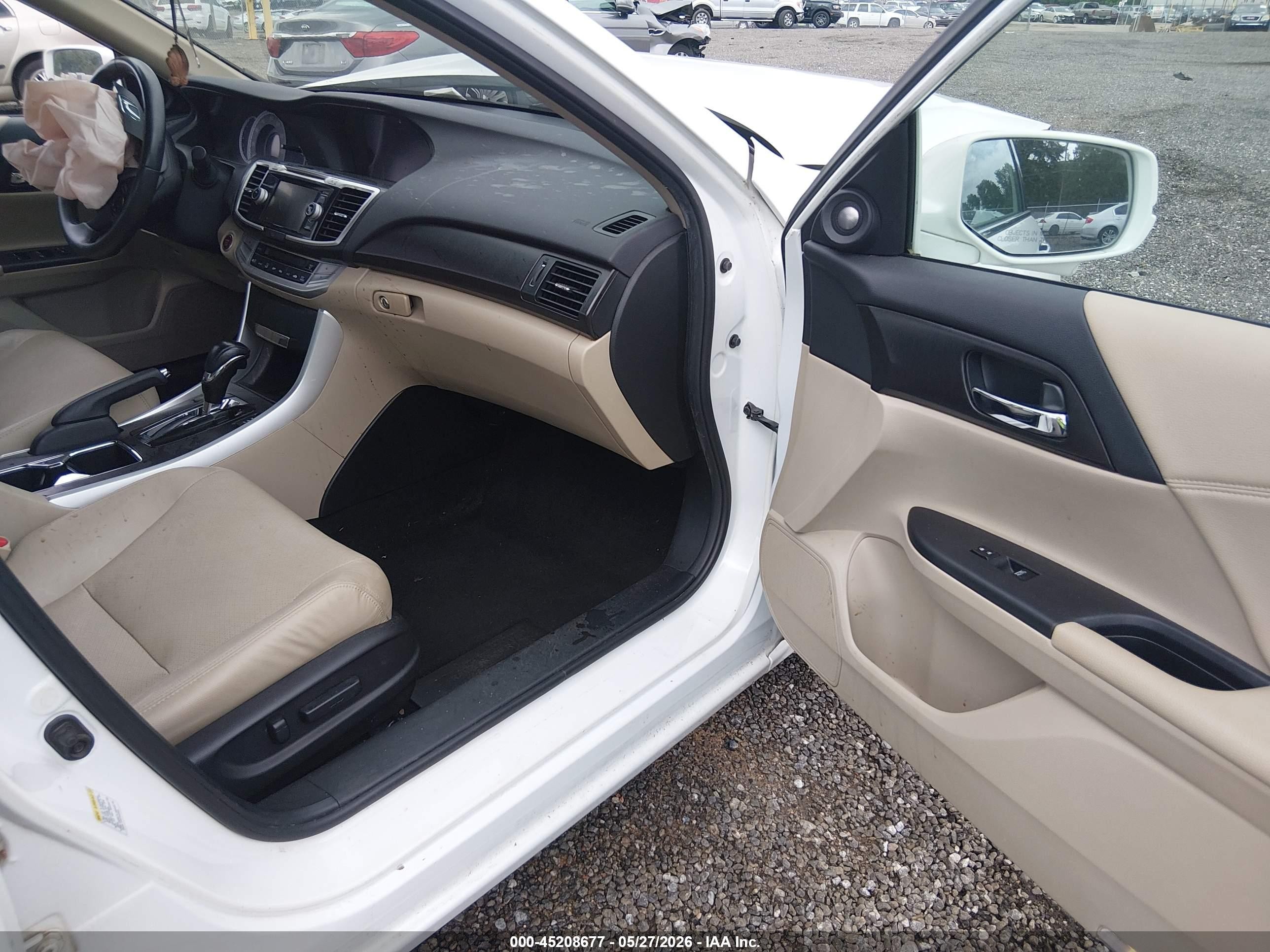 2015 Honda Accord Ex-l V-6 White vin: 1HGCR3F86FA032425