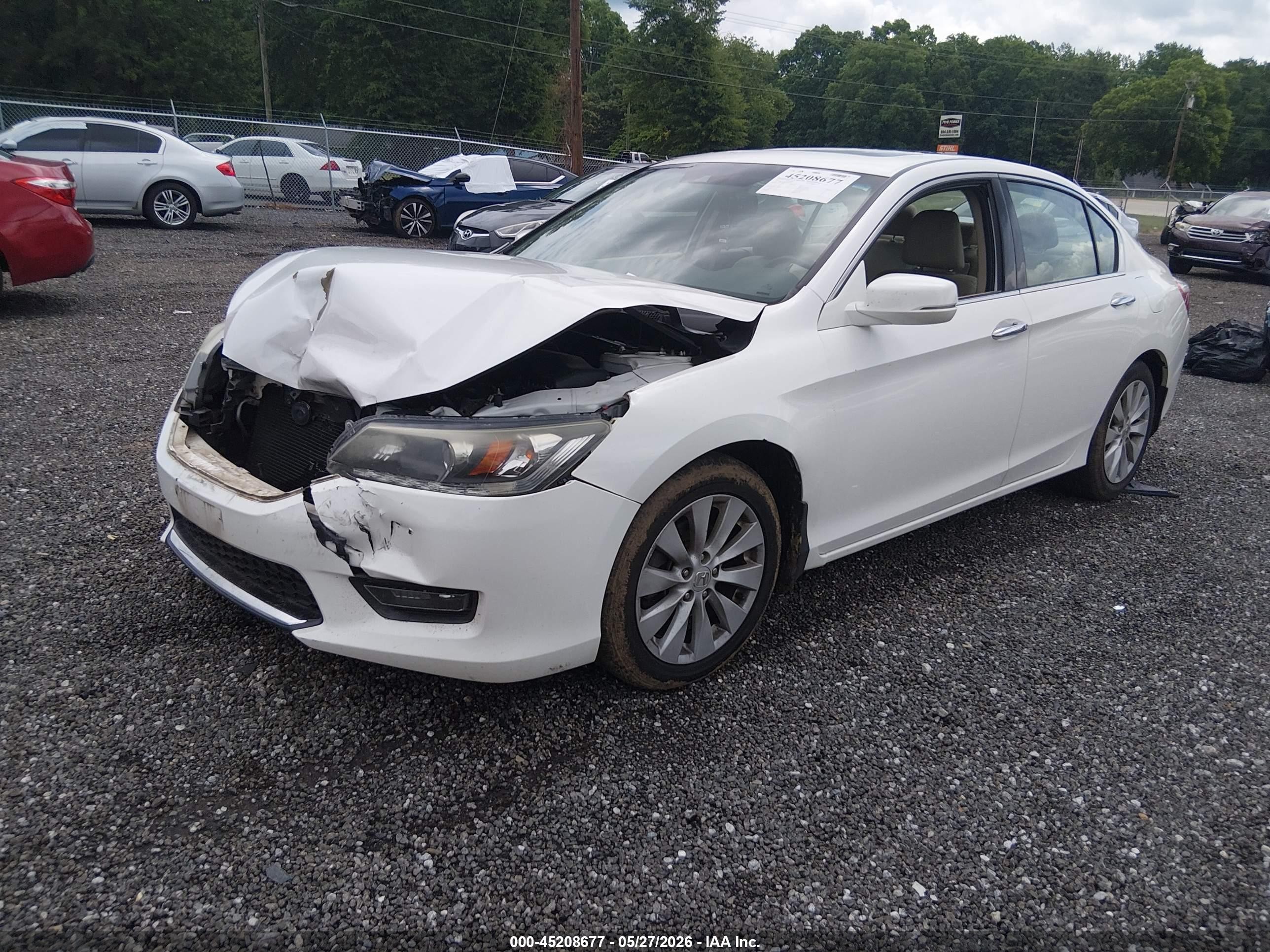 2015 Honda Accord Ex-l V-6 White vin: 1HGCR3F86FA032425
