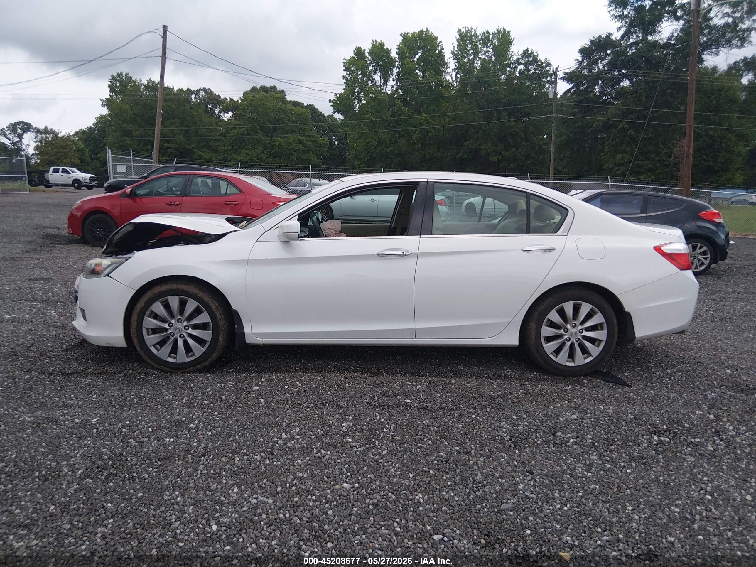 2015 Honda Accord Ex-l V-6 White vin: 1HGCR3F86FA032425