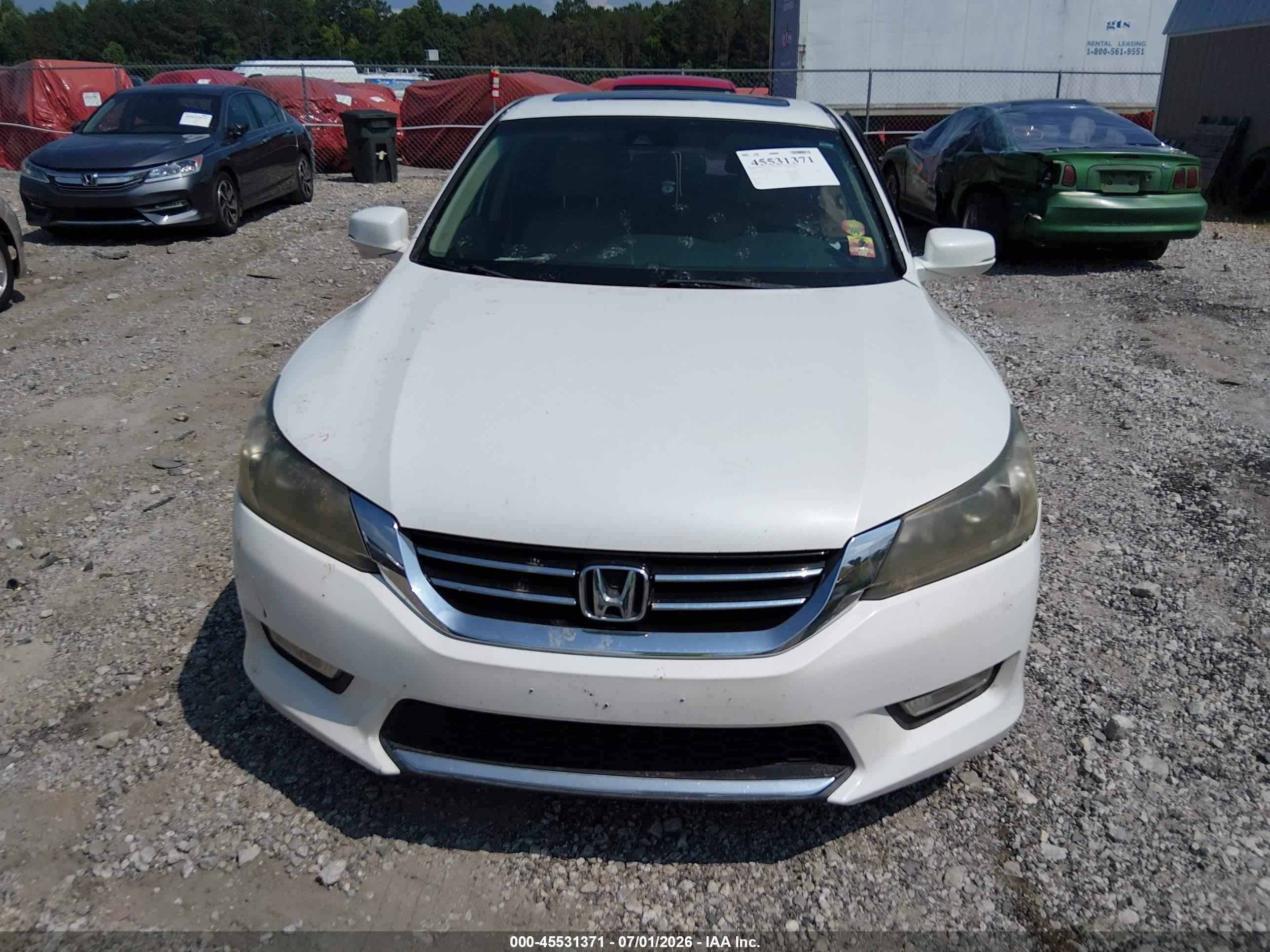 2013 Honda Accord Ex-l V-6 White vin: 1HGCR3F87DA003545