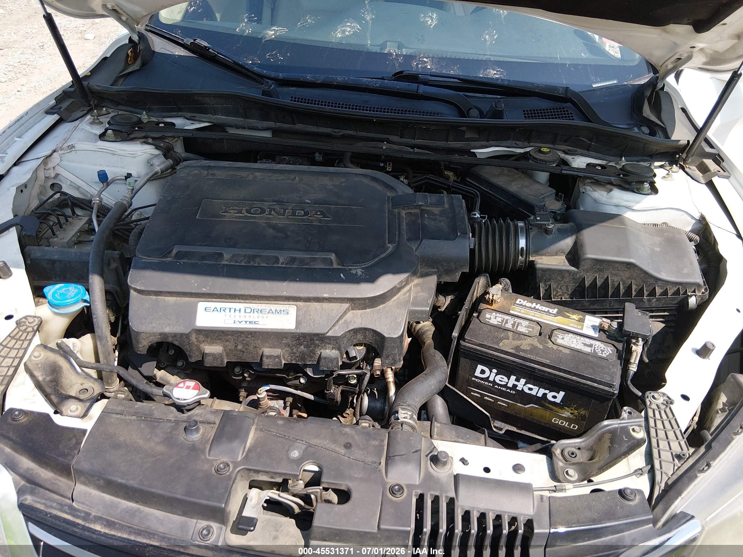 2013 Honda Accord Ex-l V-6 White vin: 1HGCR3F87DA003545