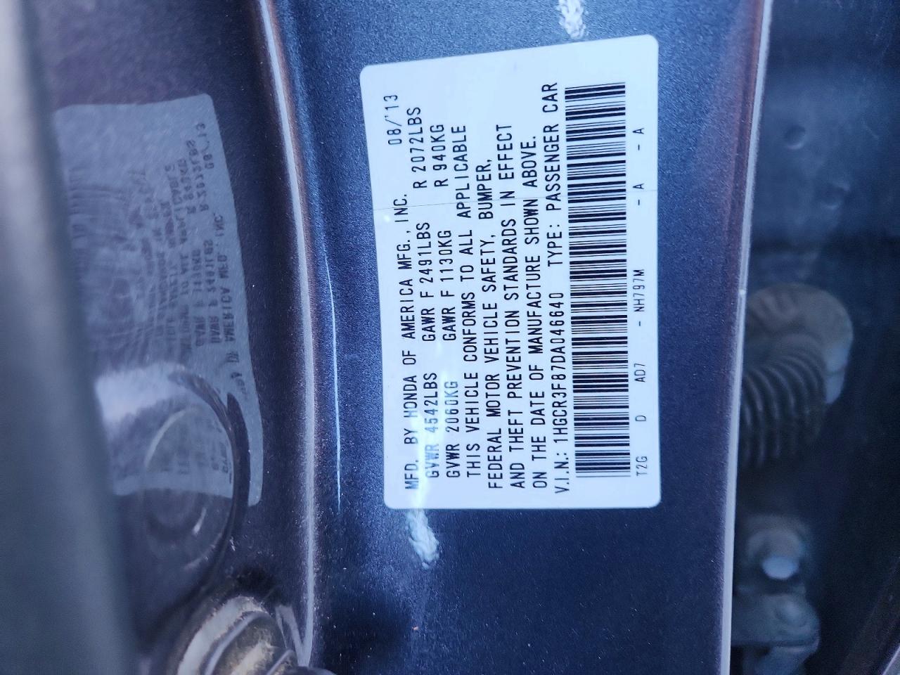 2013 Honda Accord Exl Gray vin: 1HGCR3F87DA046640