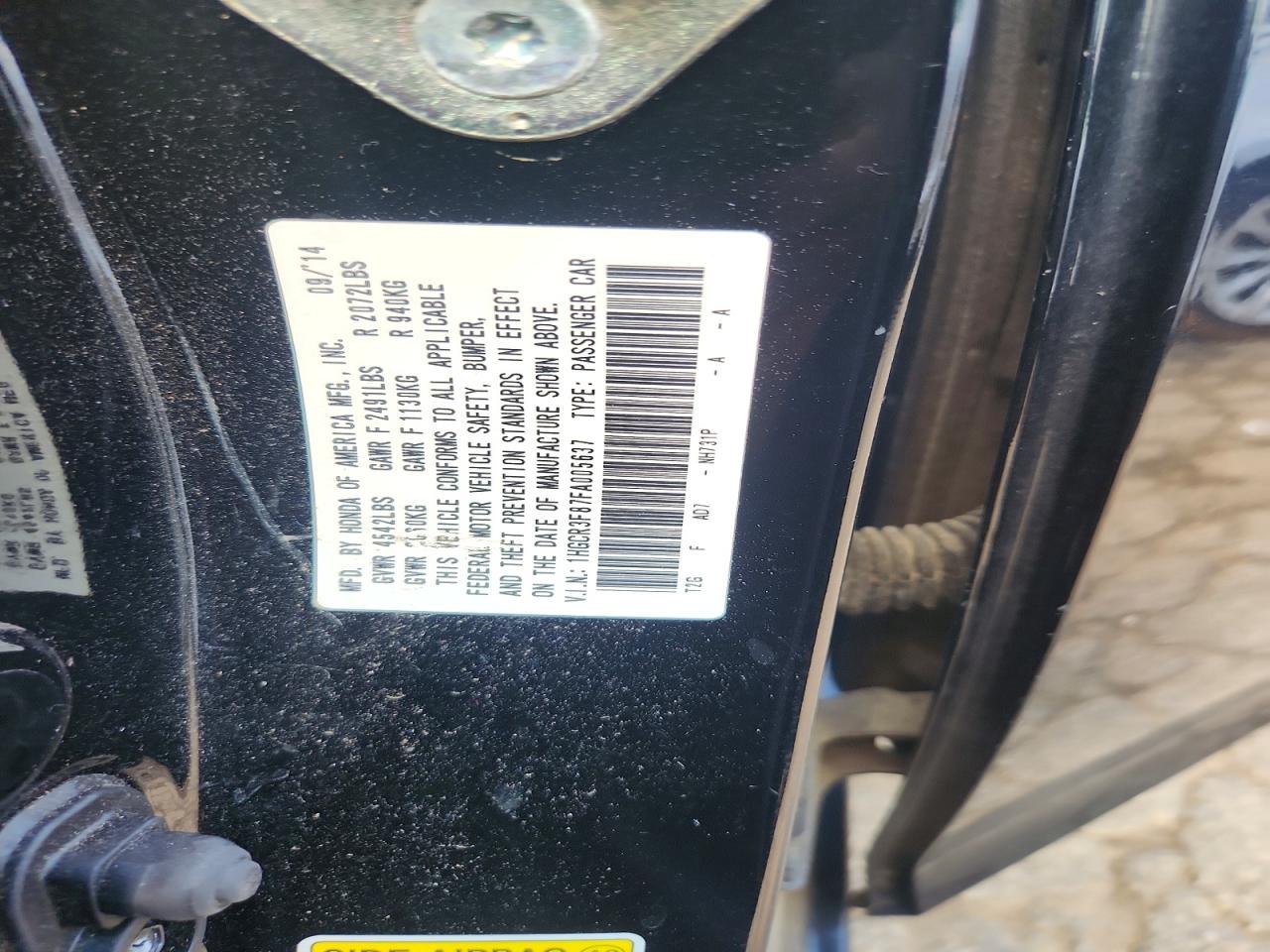 2015 Honda Accord Exl Черный vin: 1HGCR3F87FA005637