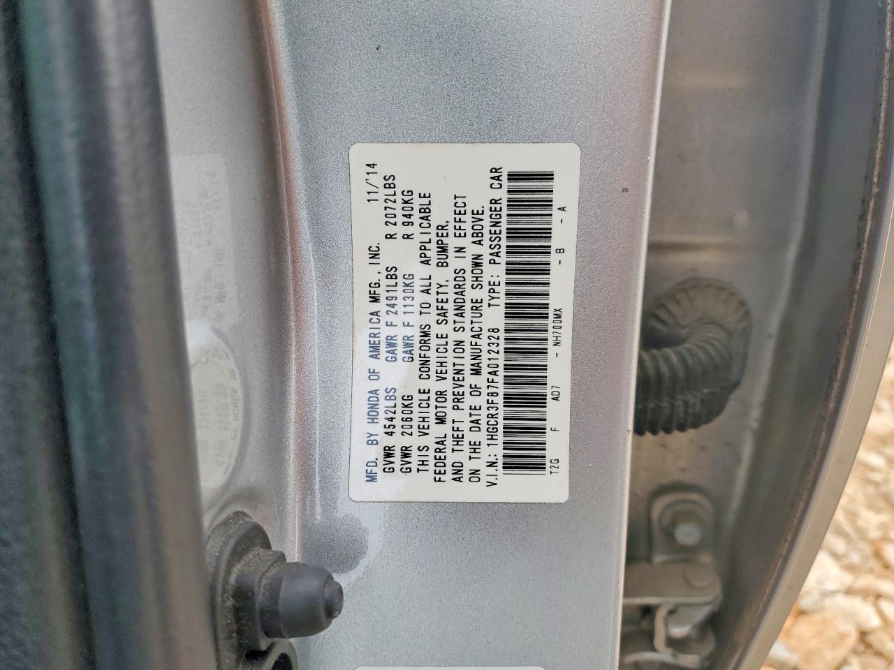 2015 Honda Accord Exl Silver vin: 1HGCR3F87FA012328