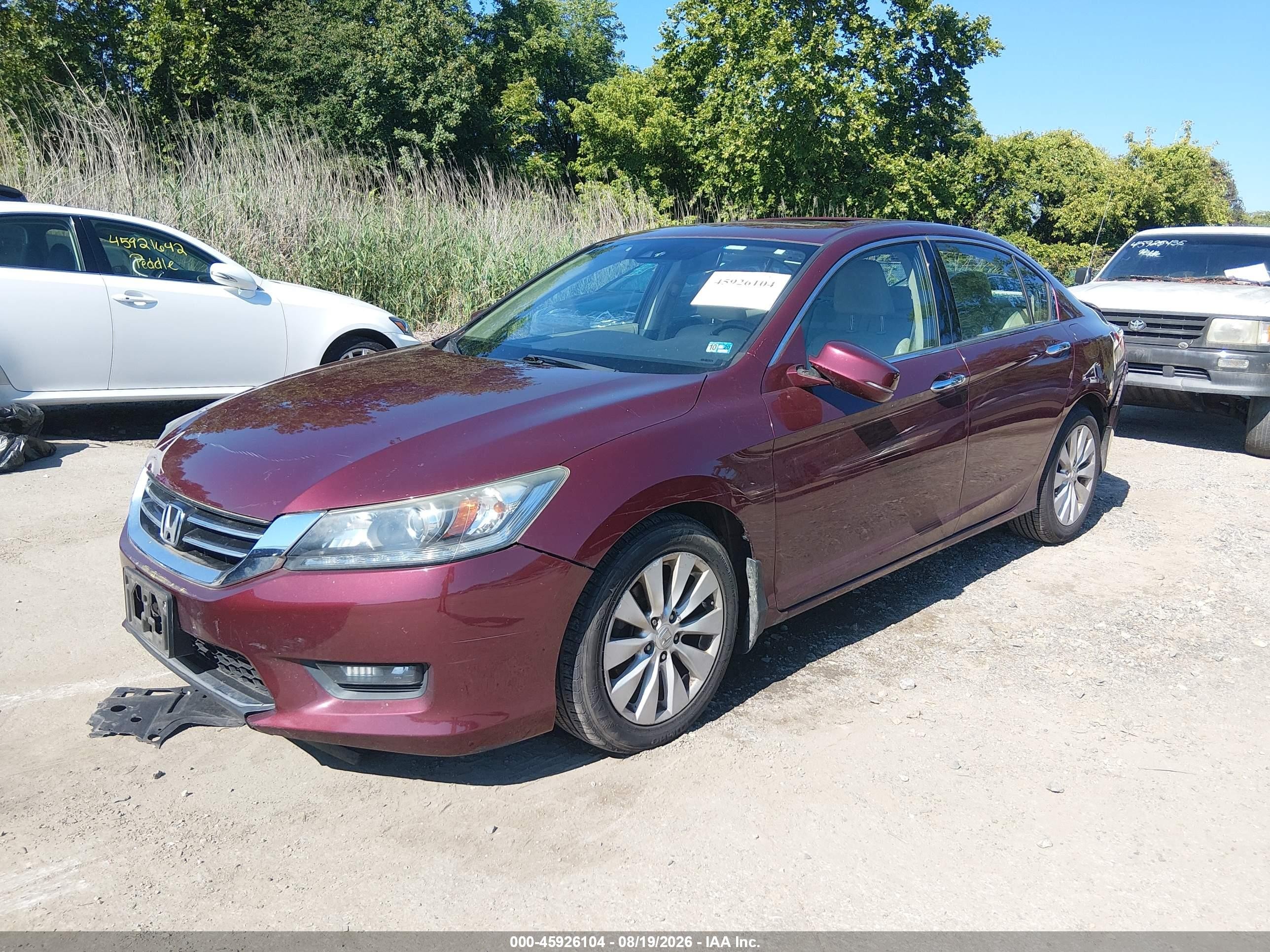 2015 Honda Accord Ex-l V-6 Бордовый vin: 1HGCR3F87FA013091